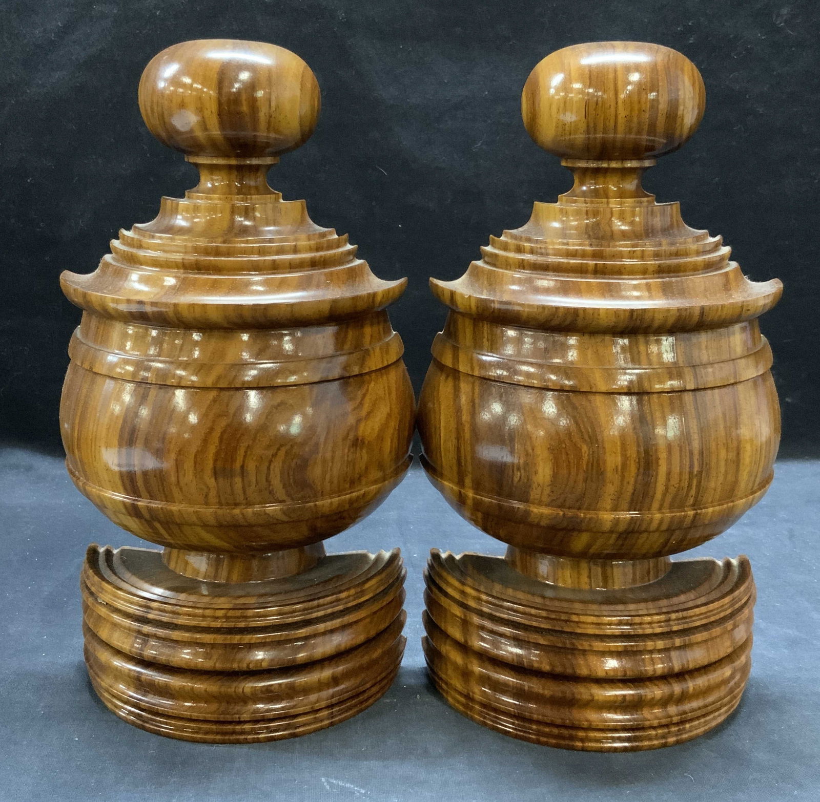 La Galeria Carved Turned Wood Bookends (1 of 7)