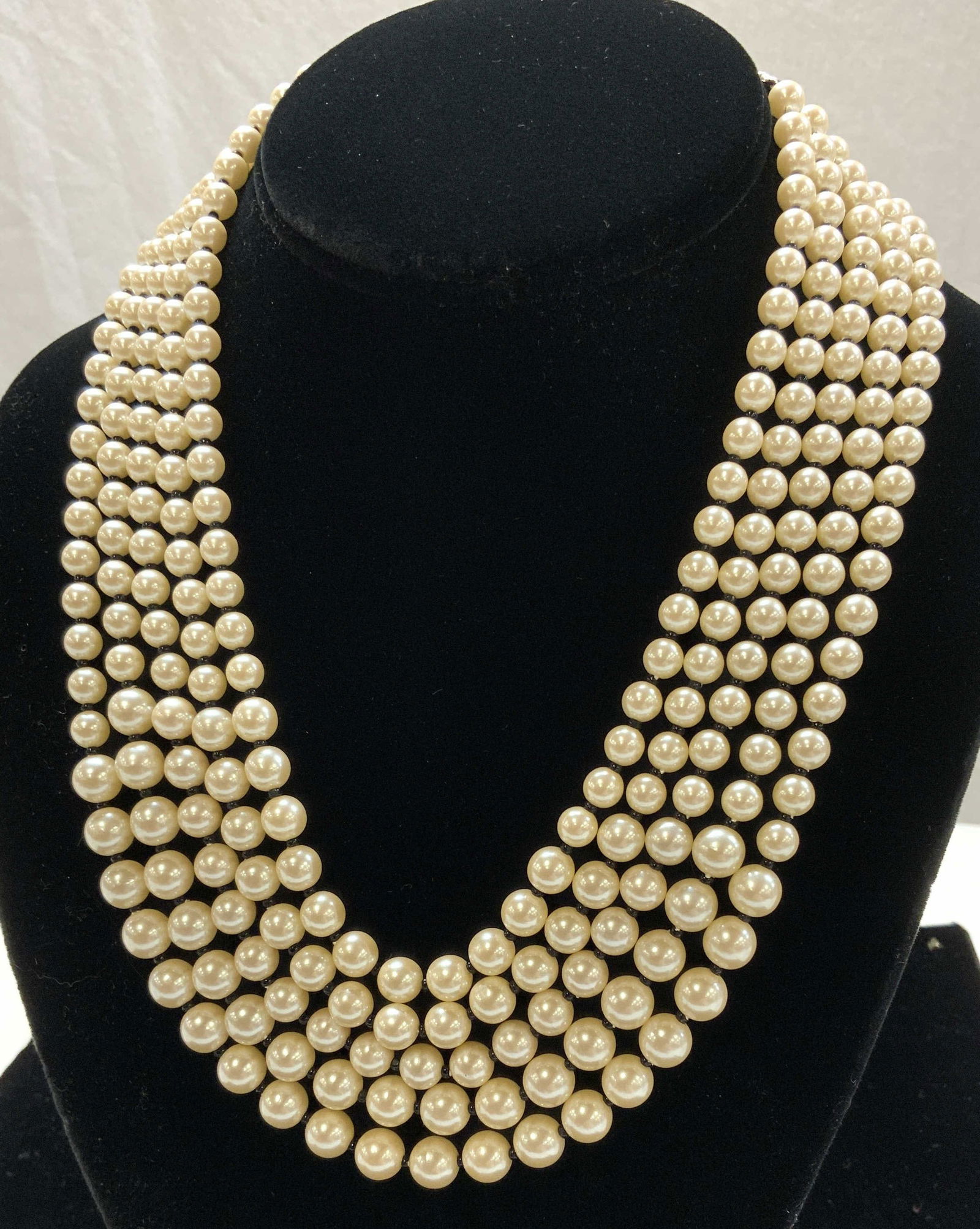 Graduated Multi Strand Faux Pearl Necklace (1 of 6)