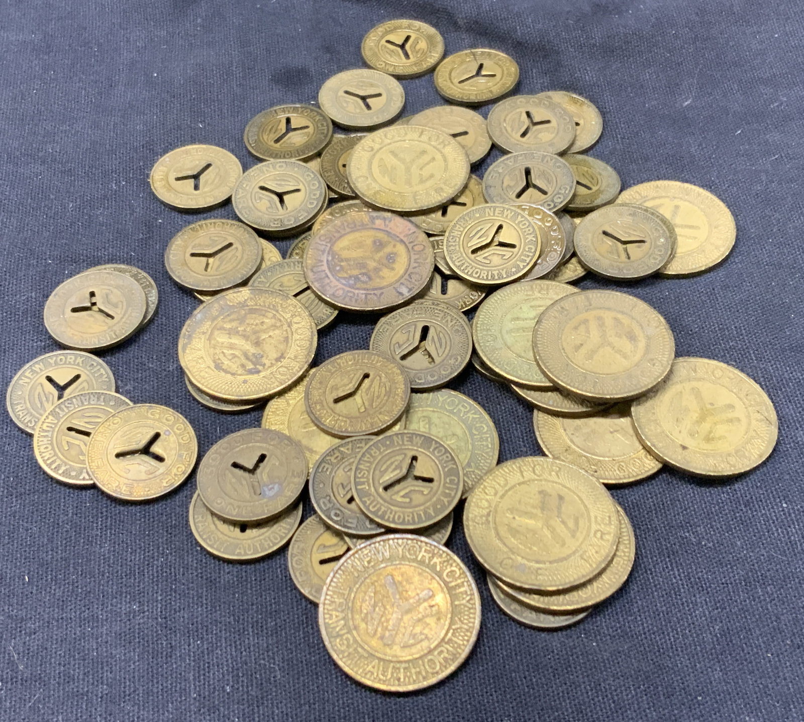 NYC Transit Authority Subway Tokens Cut & Uncut (1 of 6)