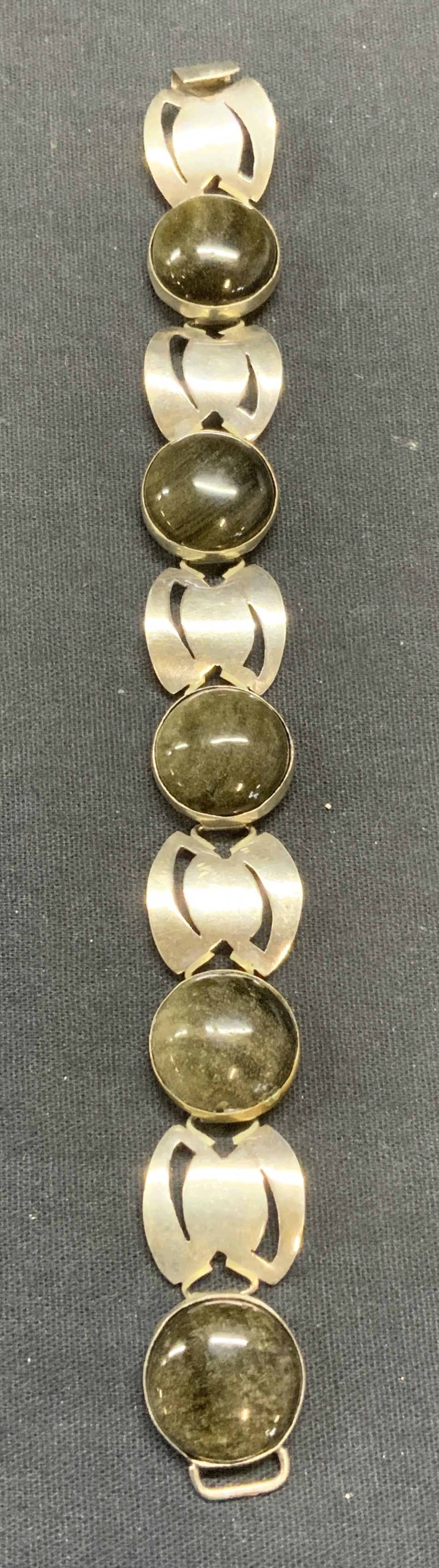 Vintage Sterling Silver Gray Stone Bracelet Mexico (1 of 6)