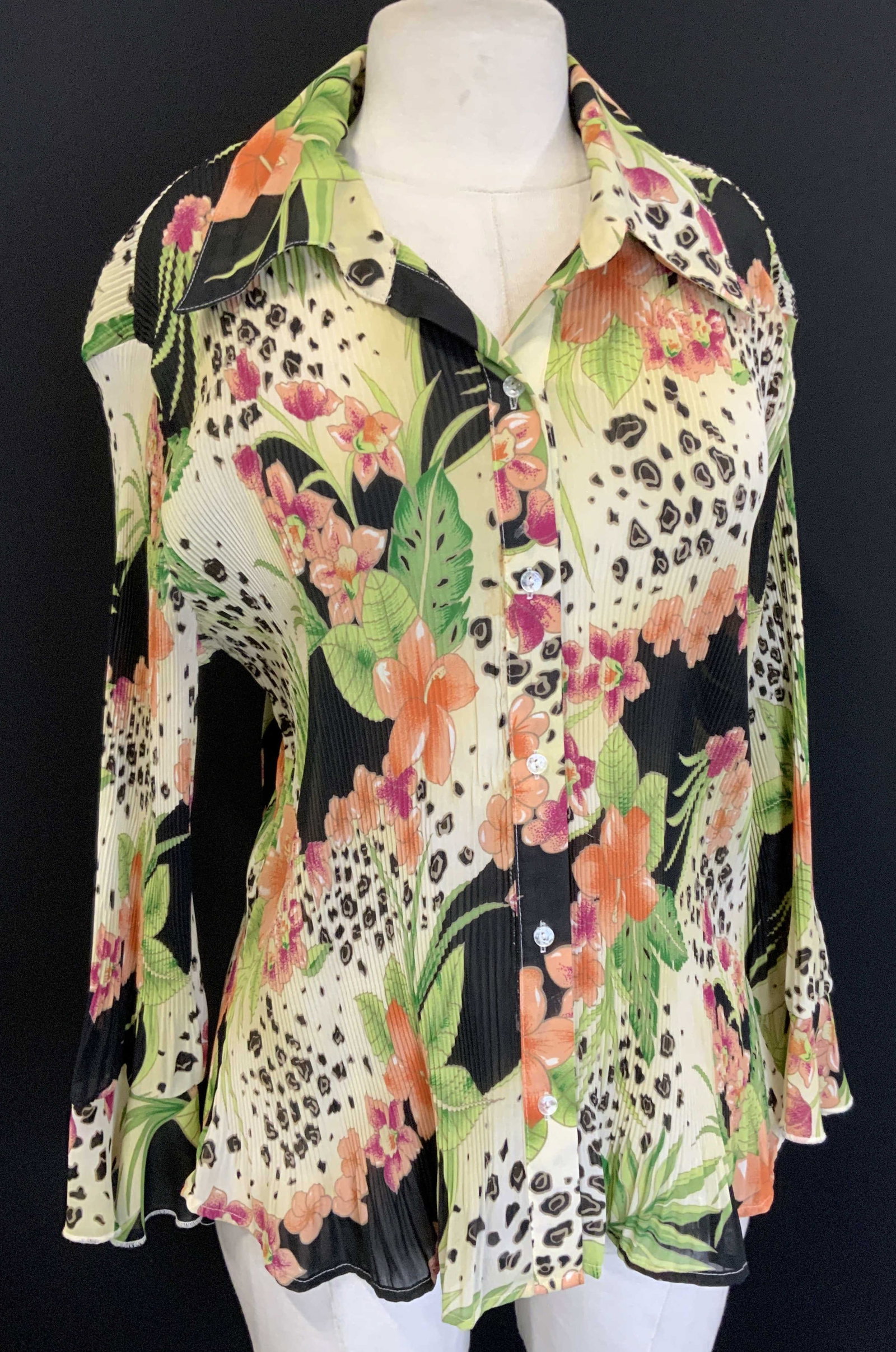 Ribbed Botanical Boutique Vintage Cocktail Blouse (1 of 6)