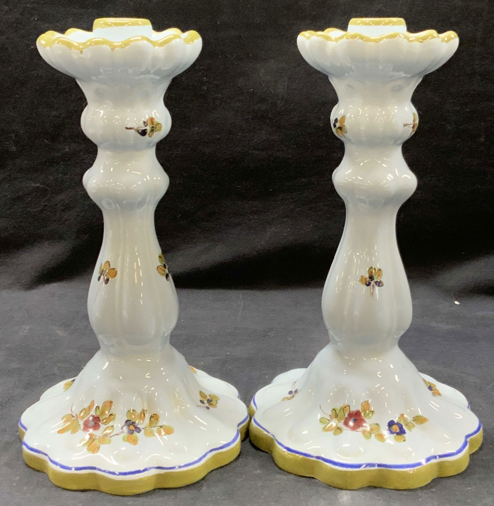 Pr Hand Painted Ceramic Candle Sticks, Italy (1 of 8)