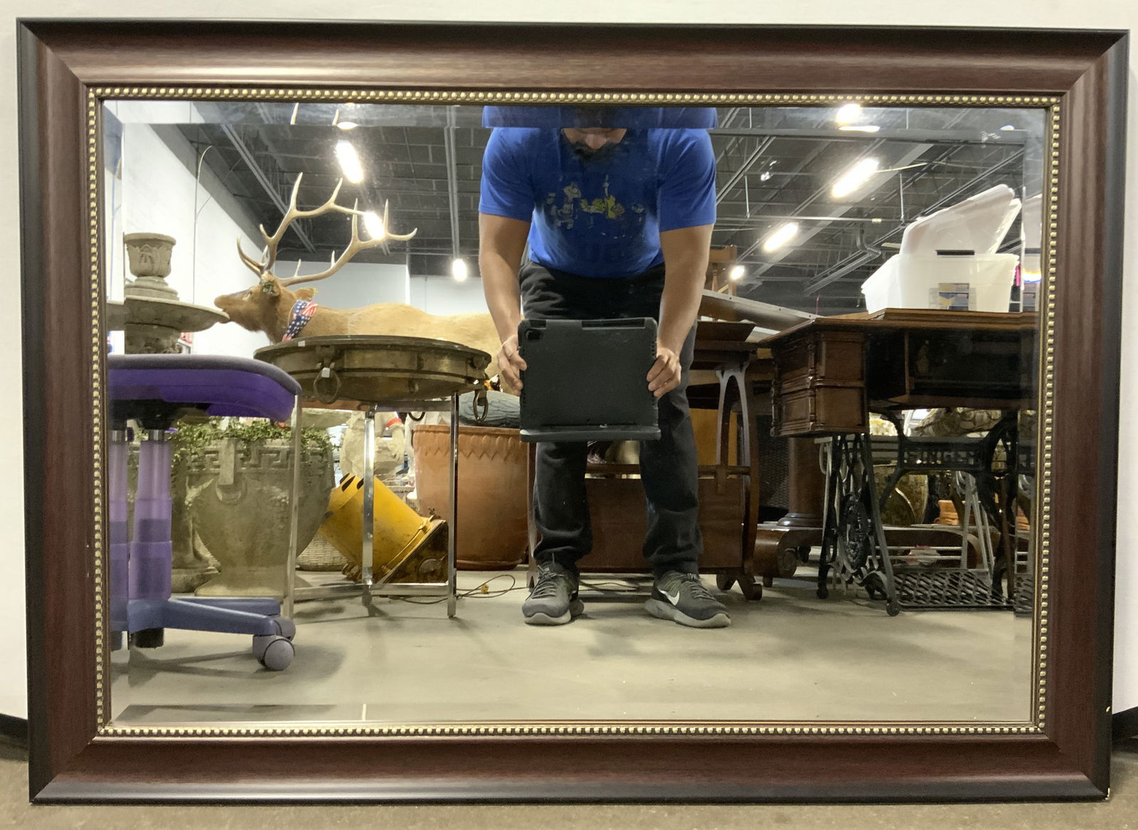 Wood Frame Beveled Wall Mirror (1 of 6)