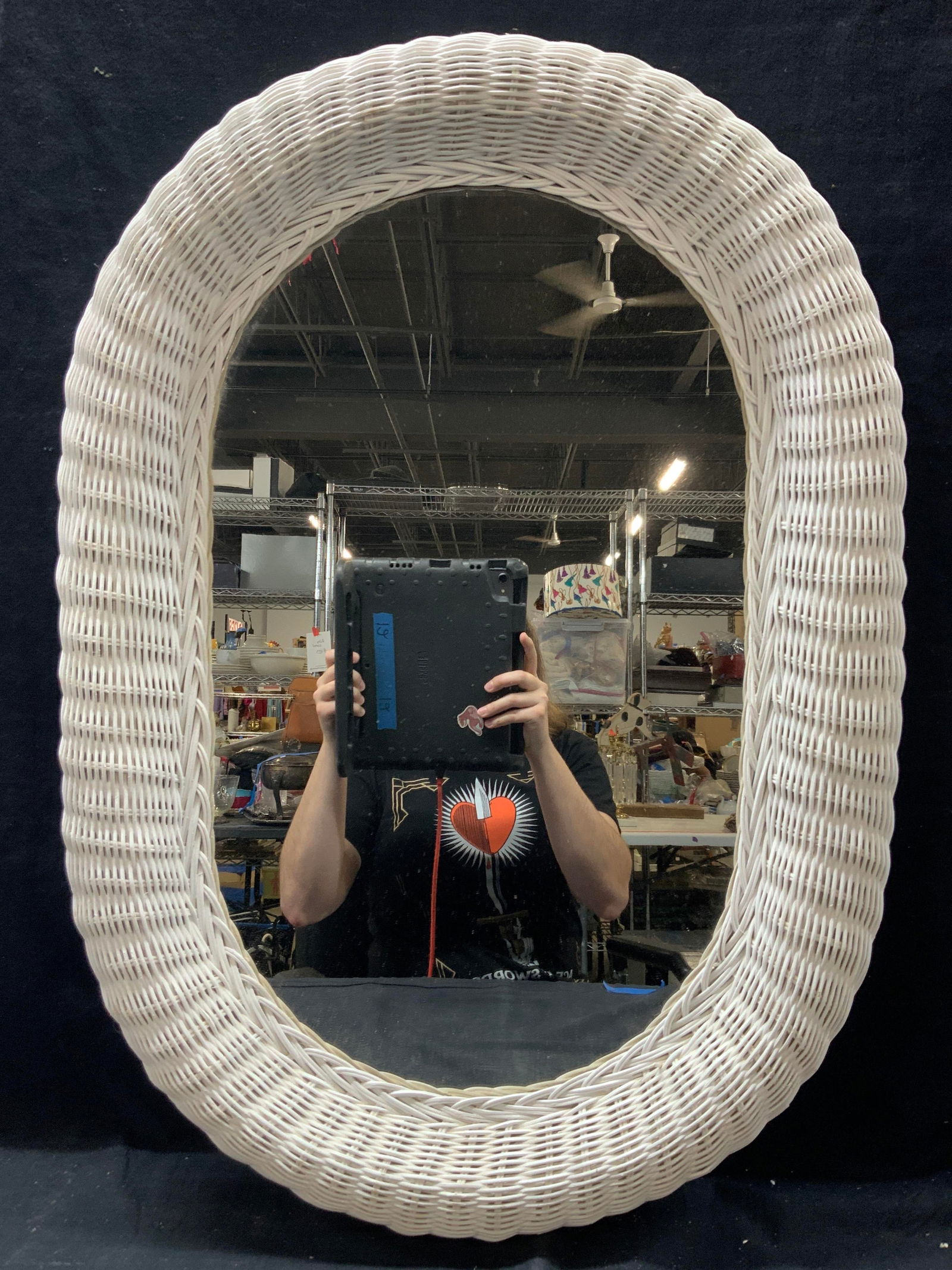 White Tn Wicker Framed Wall Mirror (1 of 6)