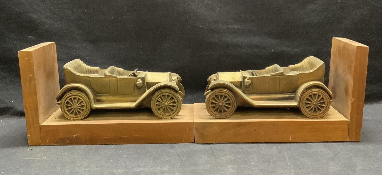Pair Vintage Brass Automobile Bookends (1 of 6)