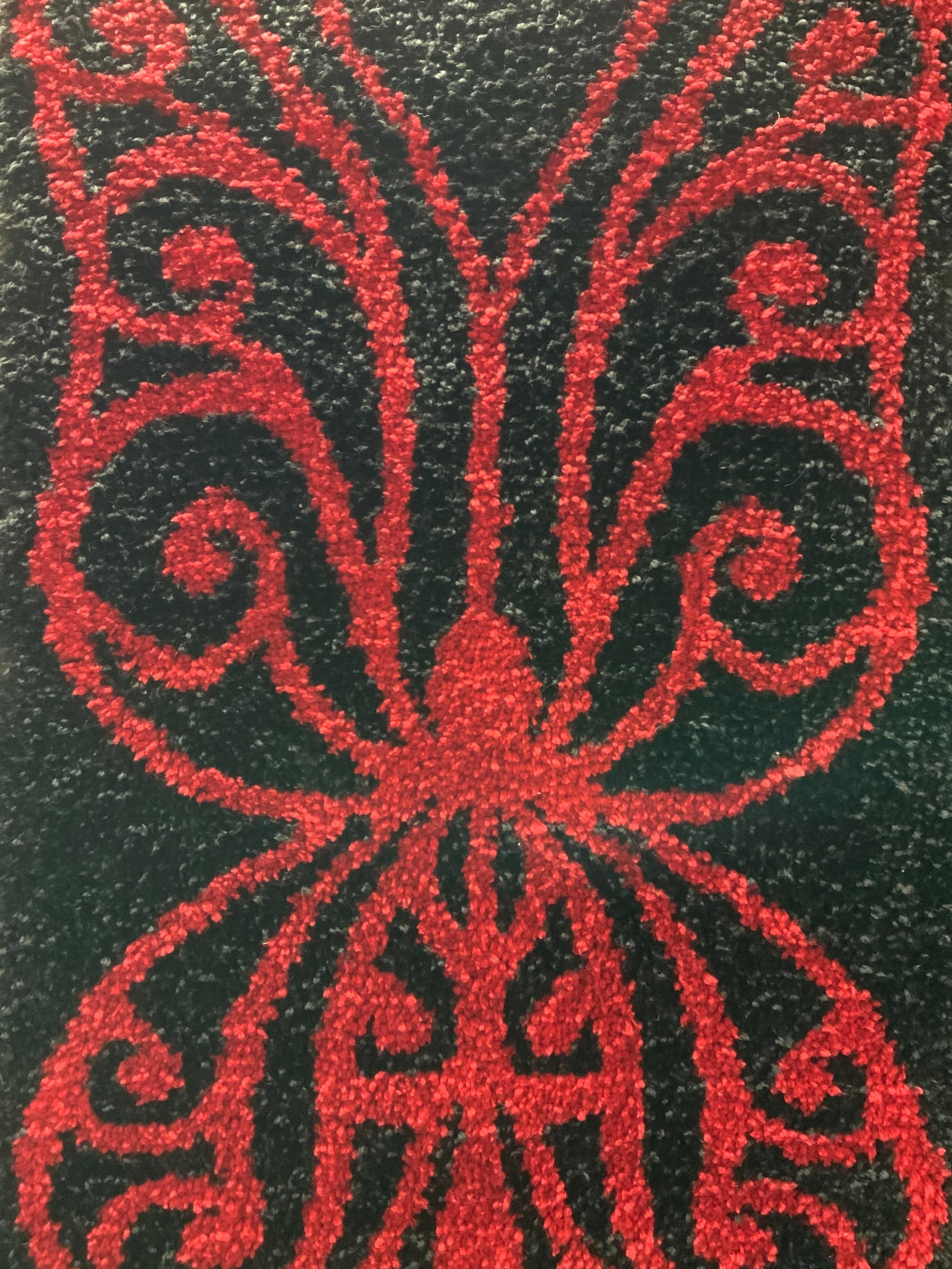 4ft x 2ft Shag Butterfly Fabric Panel: Approx 4ft 2 inches and 2ft 5 inches Fabric panel with a red butterfly against a black background, made of shag style fabric. Possibly a framed shag rug. Framed in a silver toned metal frame. Minor we