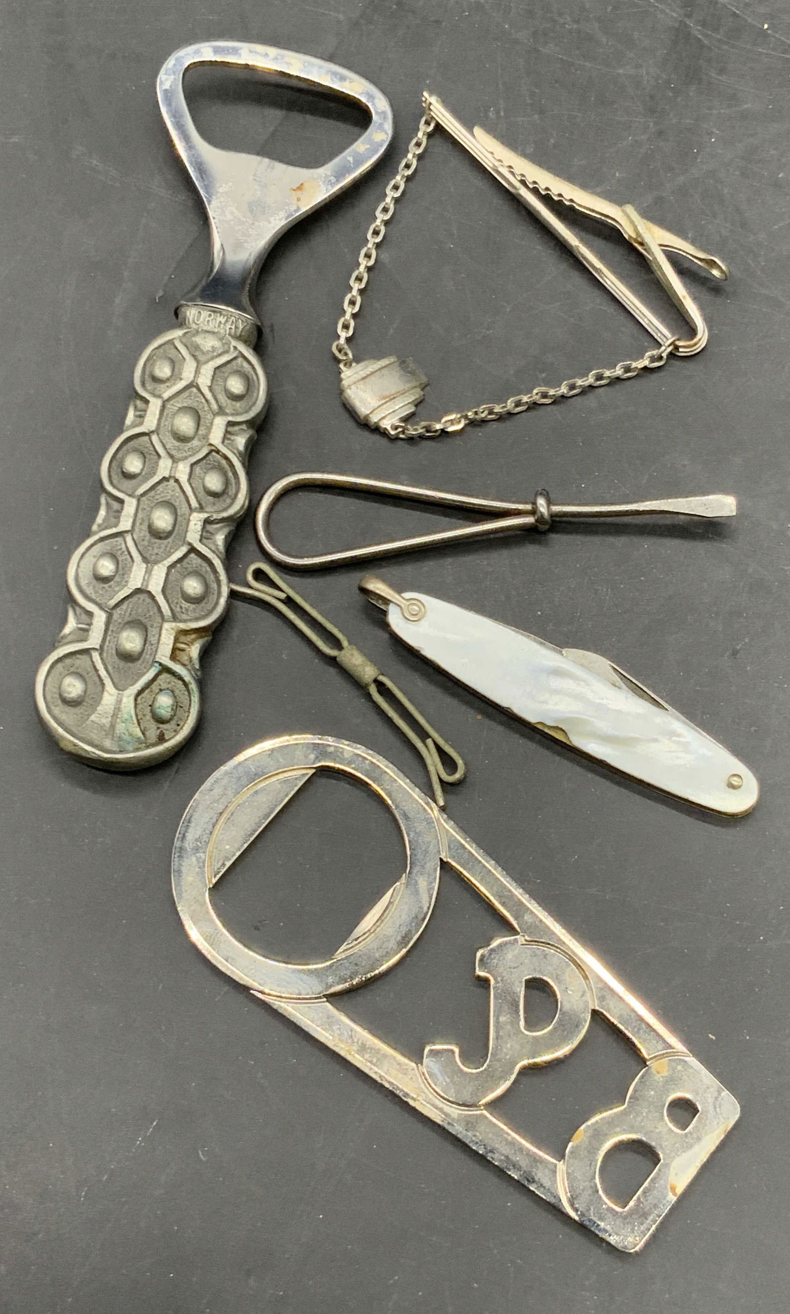 6 Vintage Silver Tone Metal Collectibles, Barware+ (1 of 8)