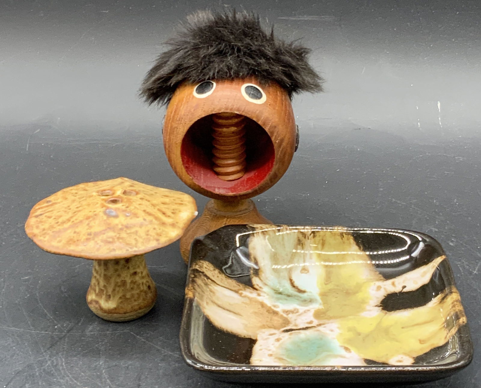 3 Ceramic & Wood Tabletop Accessories, Figural + (1 of 11)