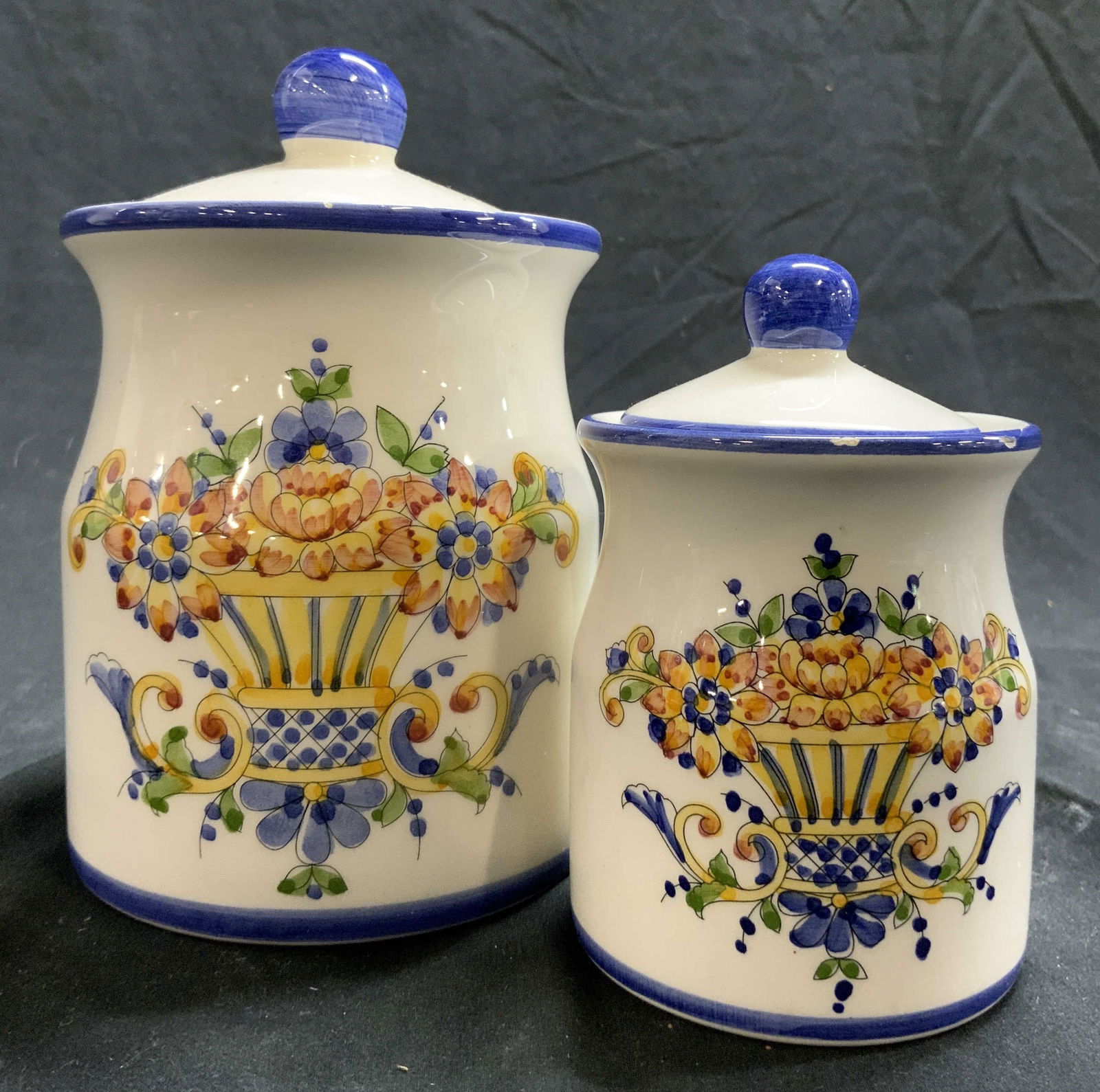 J WILLFRED Lot 2 Porcelain Jars W Lids Portugal (1 of 6)