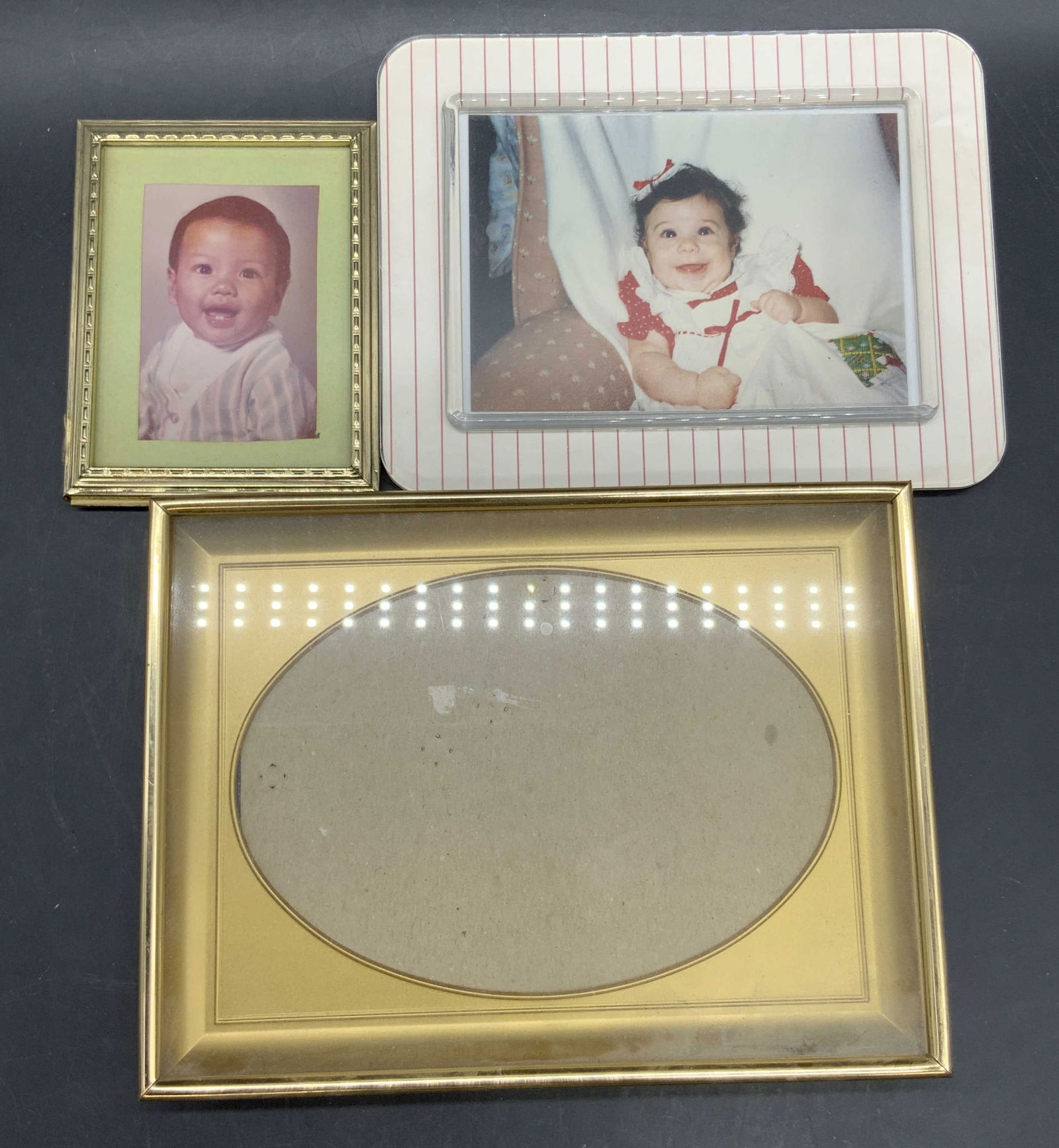 3 Striped & Gold Tone Picture Frames, JOHN DORNES+ (1 of 8)