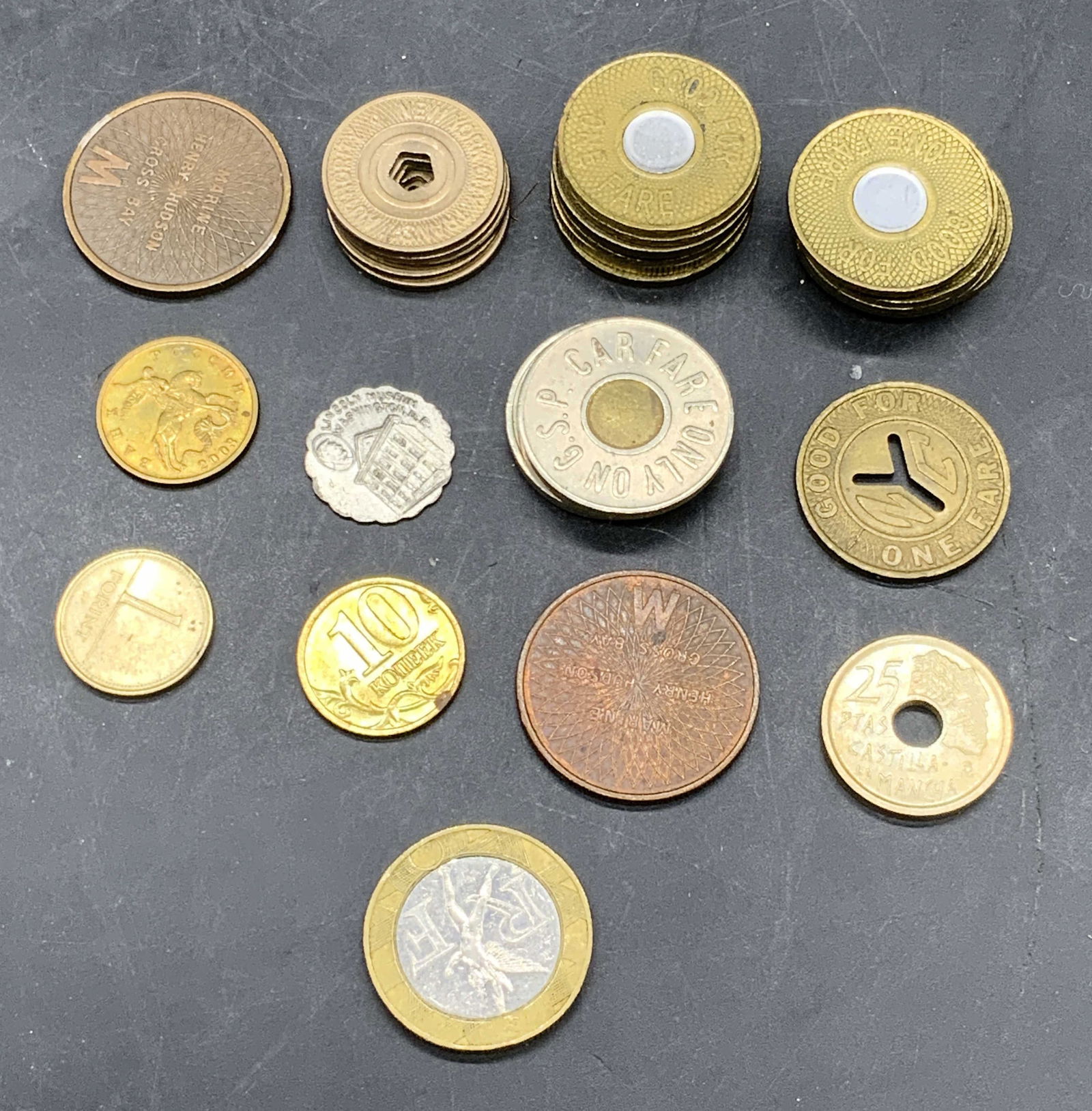Group Lot Vintage Subway Tokens & Coins (1 of 10)