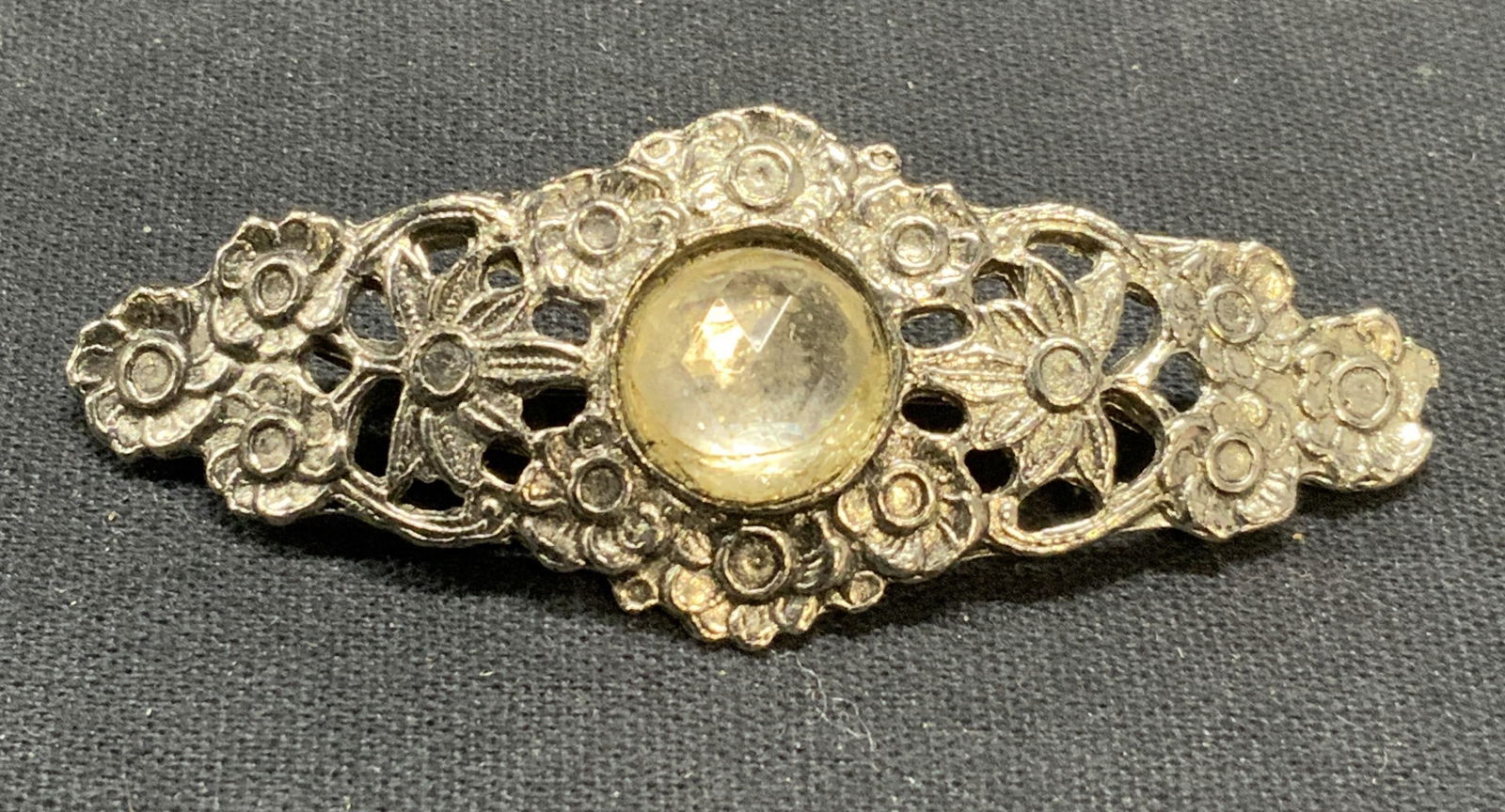 Vintage Silver Tone Crystal Flower Brooch (1 of 6)