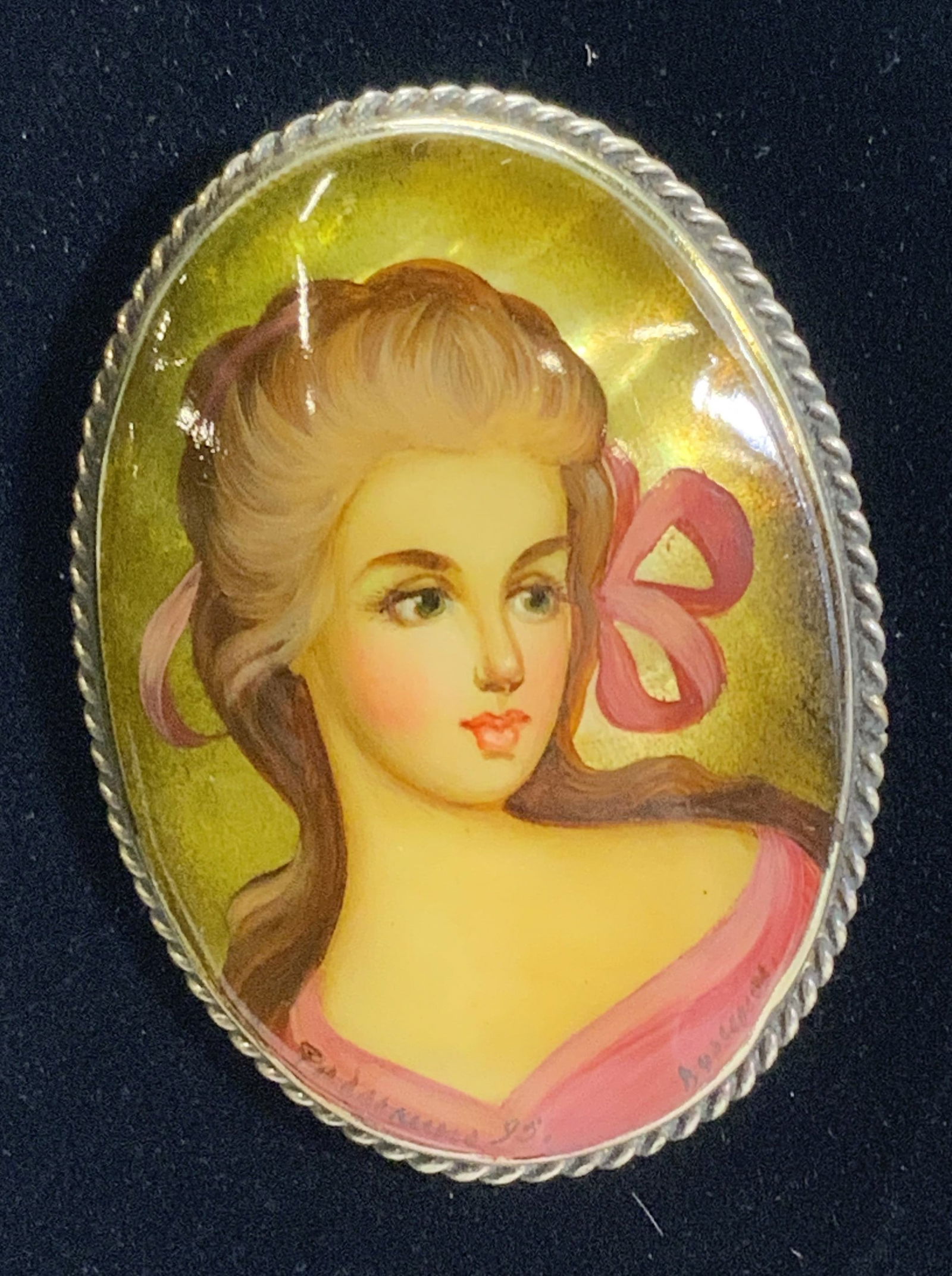 Hand Painted Portraiture Brooch, Signed (1 of 7)