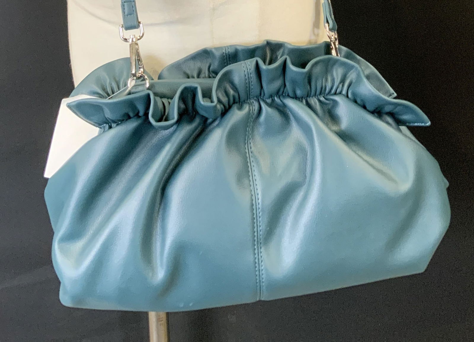 Faux Leather Teal Handbag / Clutch Bag, NWT (1 of 7)