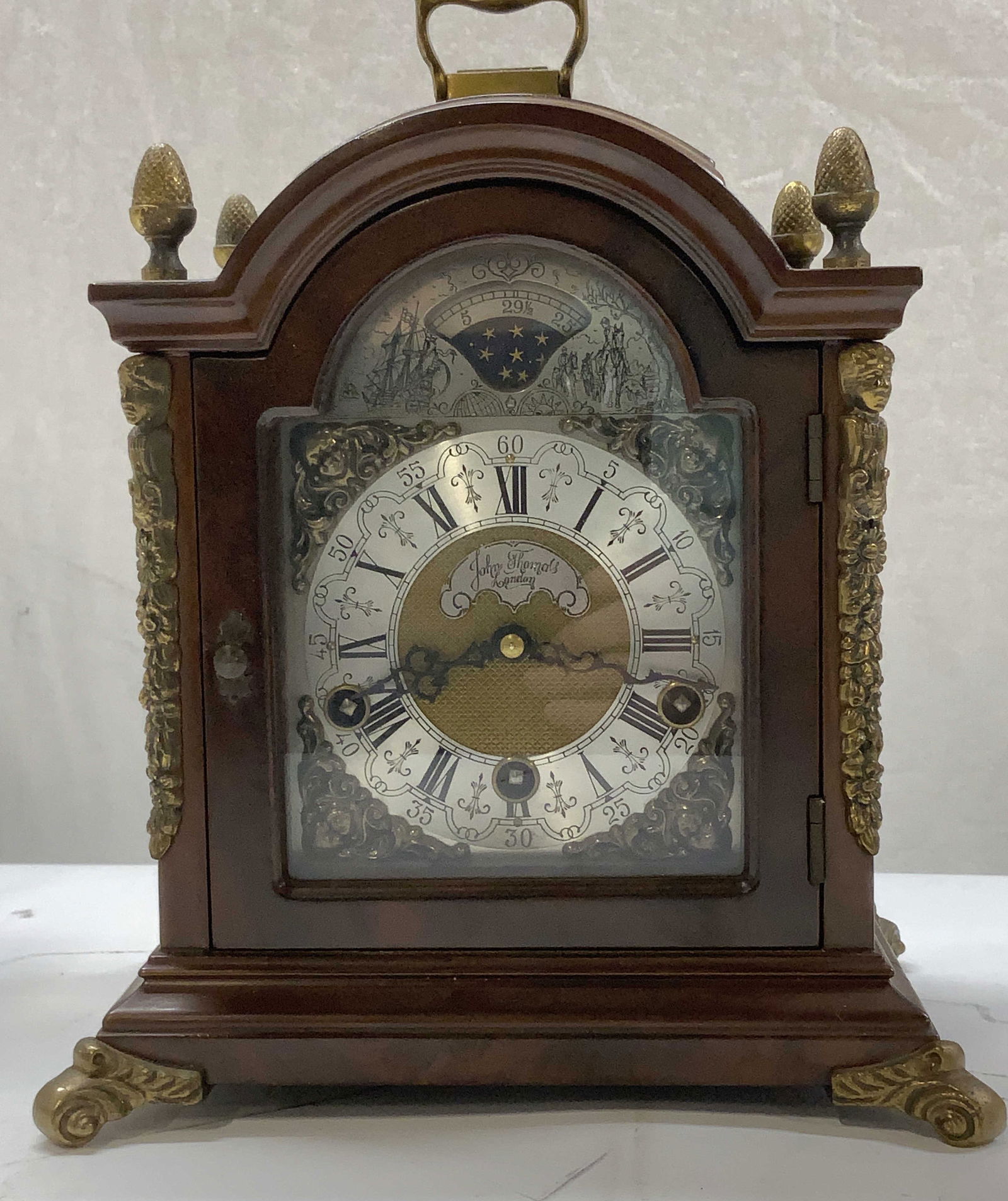 John Thomas Long Wind Up Wood Mantle Clock (1 of 14)