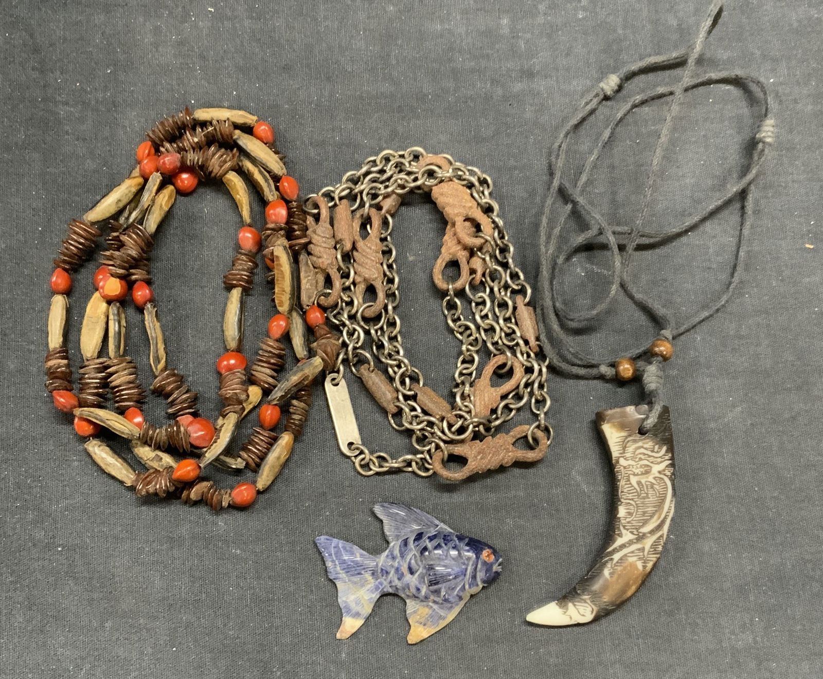Lot 4 800 Silver Beaded Necklaces & Fish Figural (1 of 8)