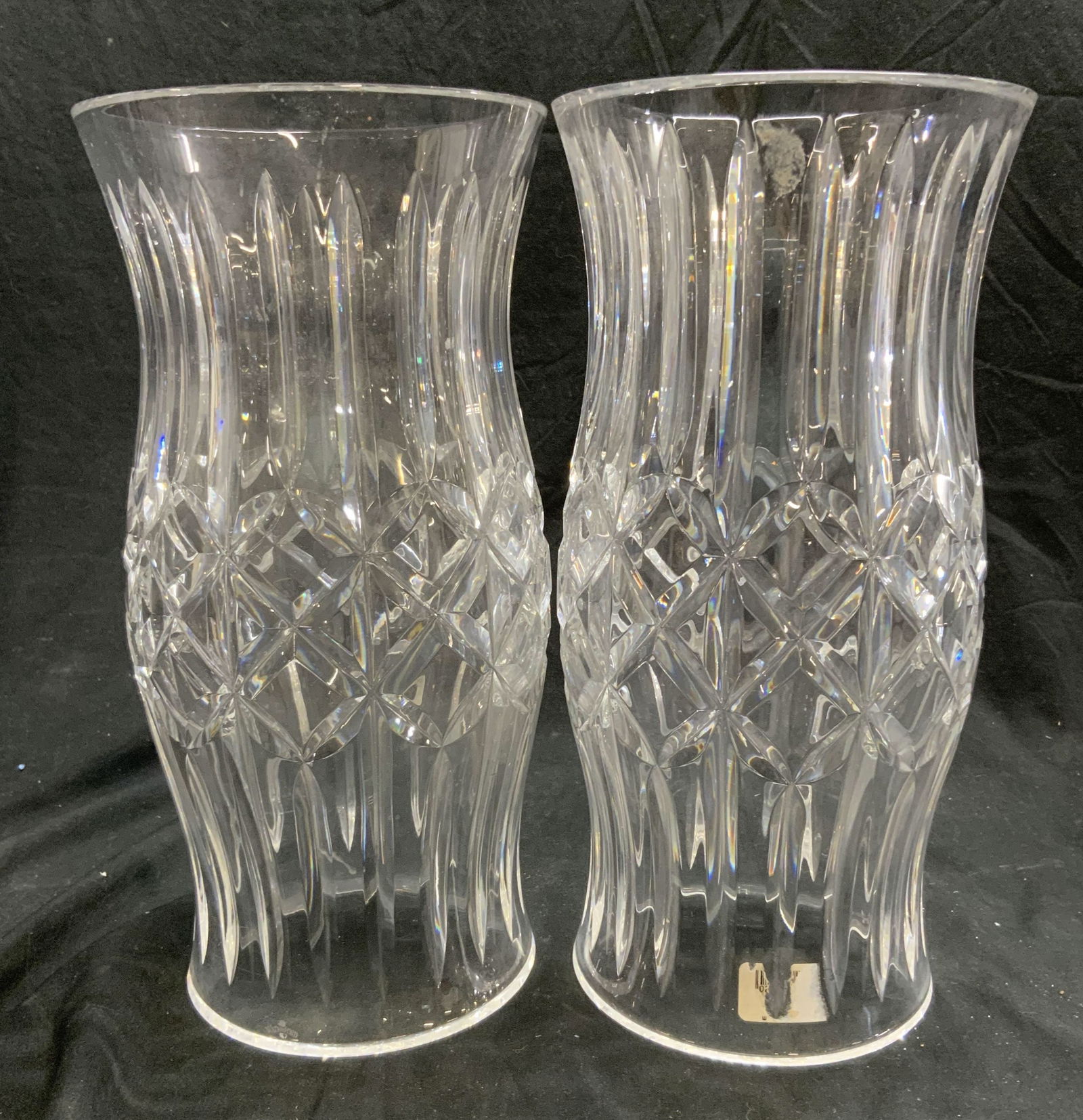Pair Thick WATERFORD Cut Crystal Hurricane Shades (1 of 7)
