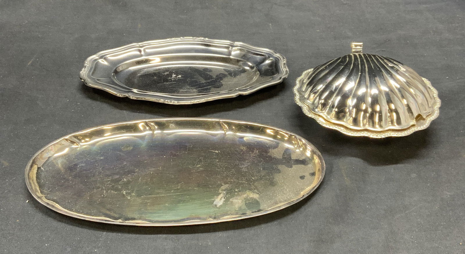 Lot 3 Silver Plated Trays & Clam Dish (1 of 10)