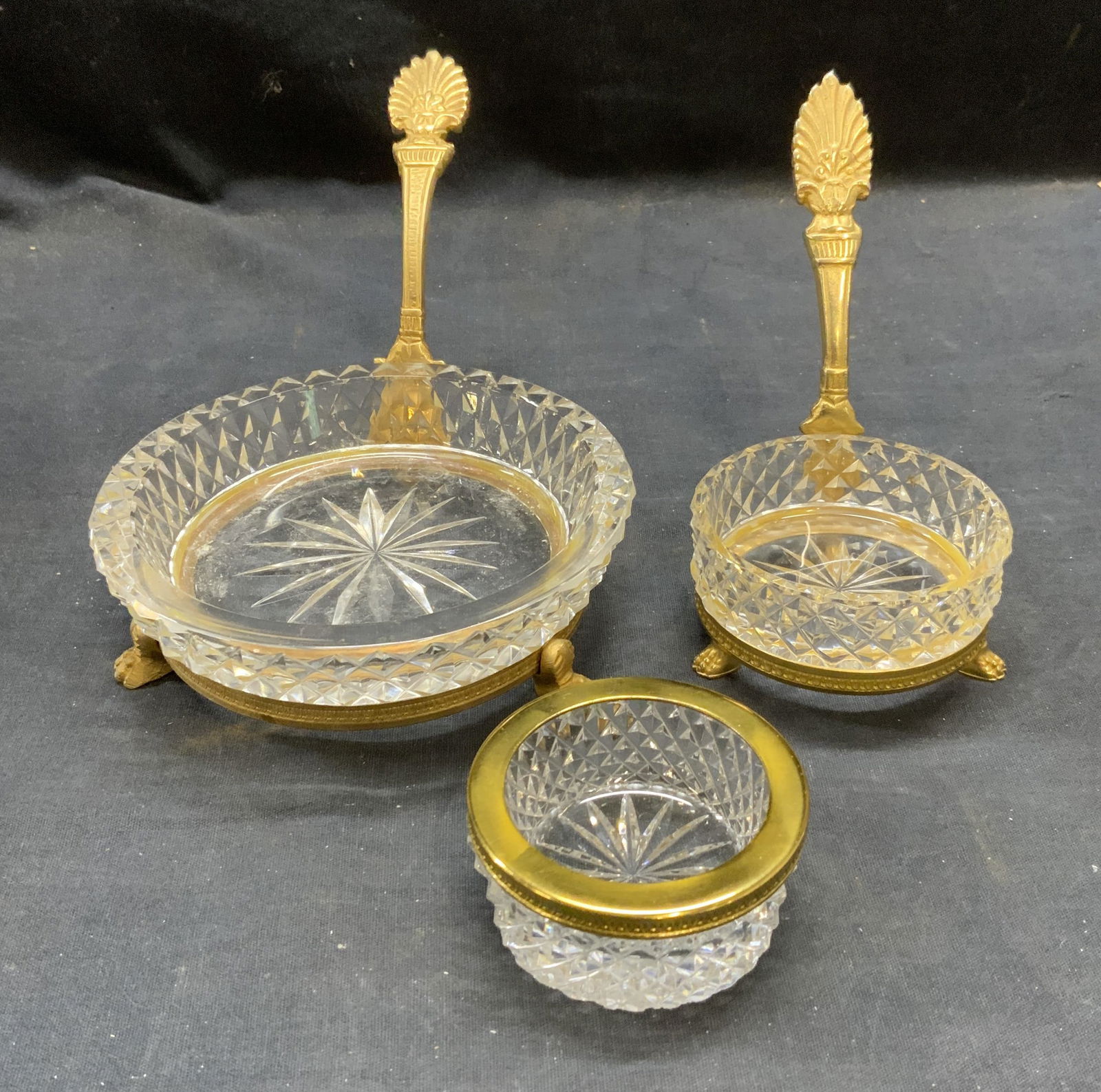 Lot 3 Vintage Gilt Cut Crystal Bowls (1 of 7)