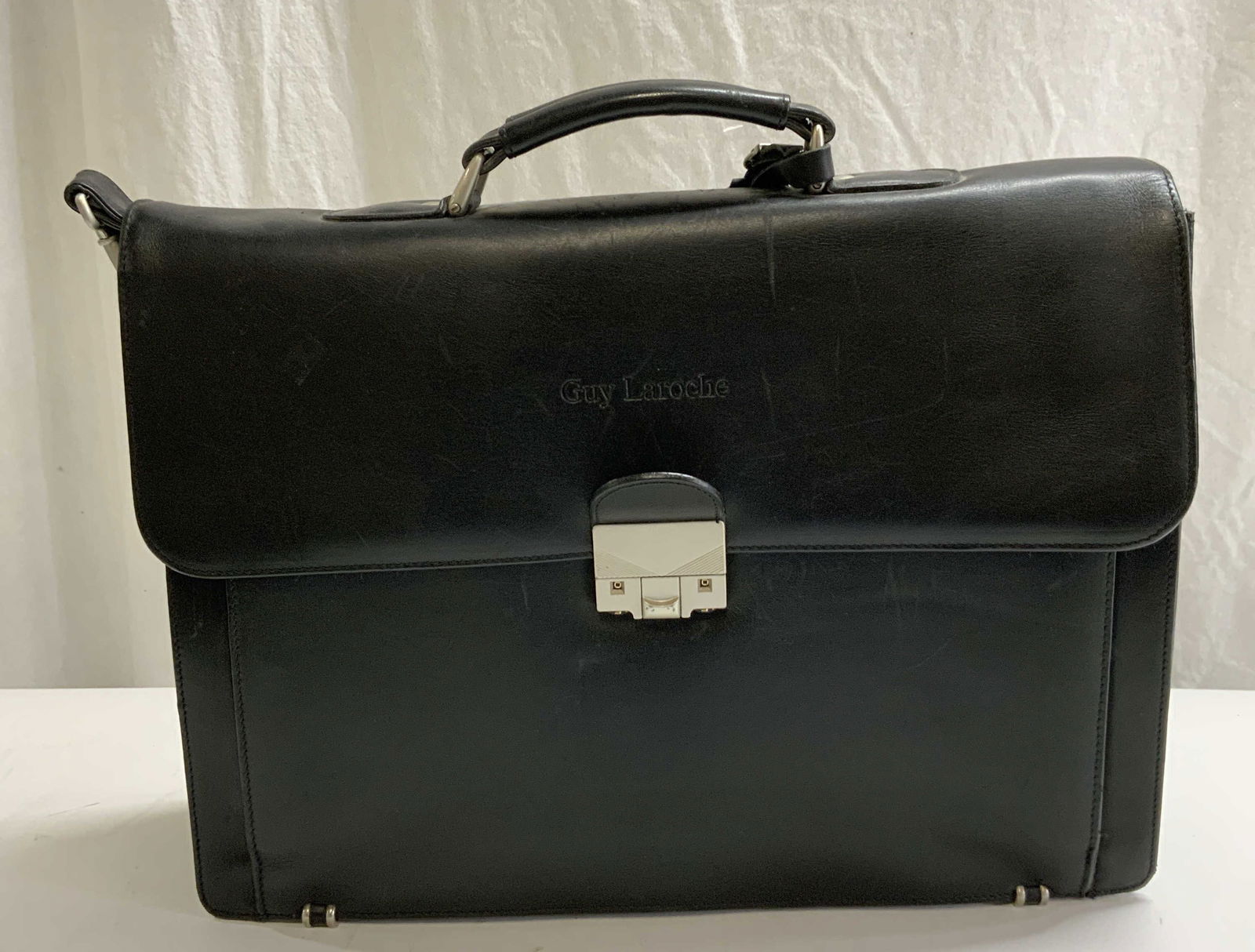 Guy LAROCHE Black Leather Briefcase (1 of 7)