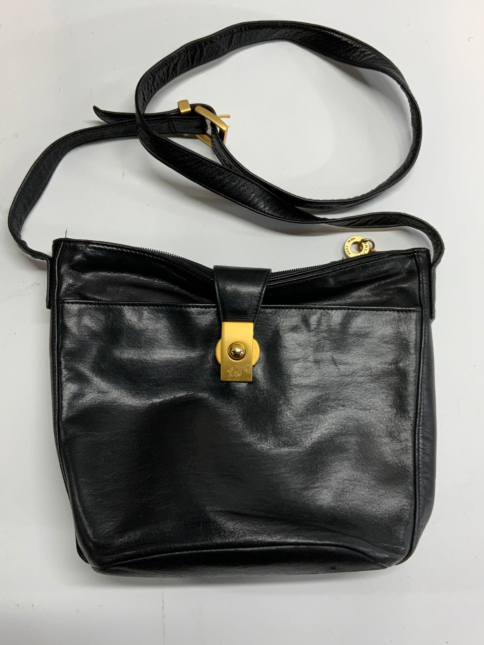 PERLINA Black Leather Handbag, Italy (1 of 6)