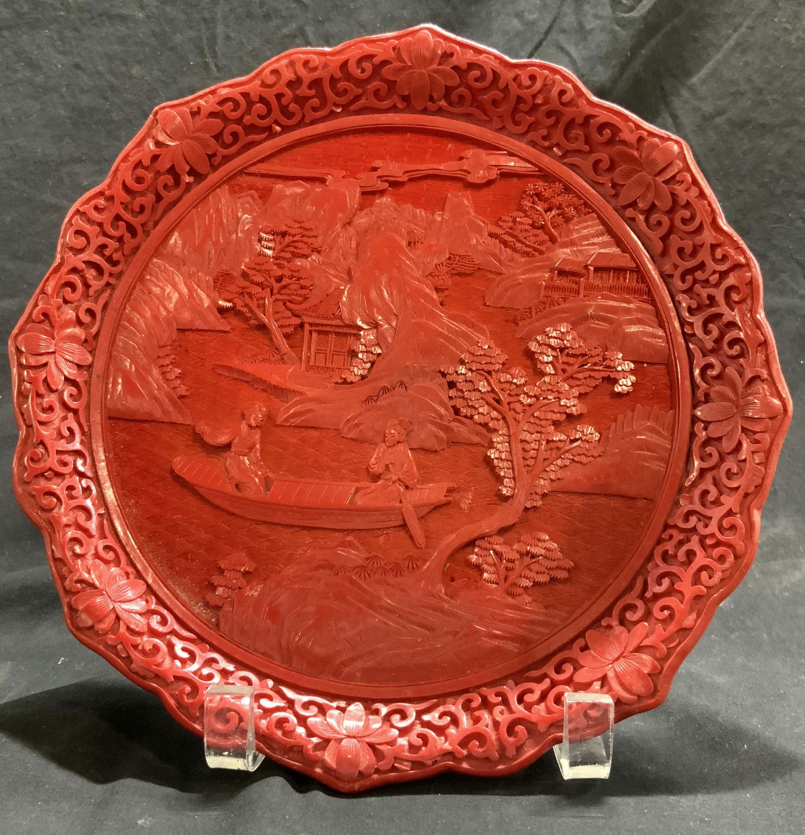 Vntg Asian Cinnabar Style Plate (1 of 7)