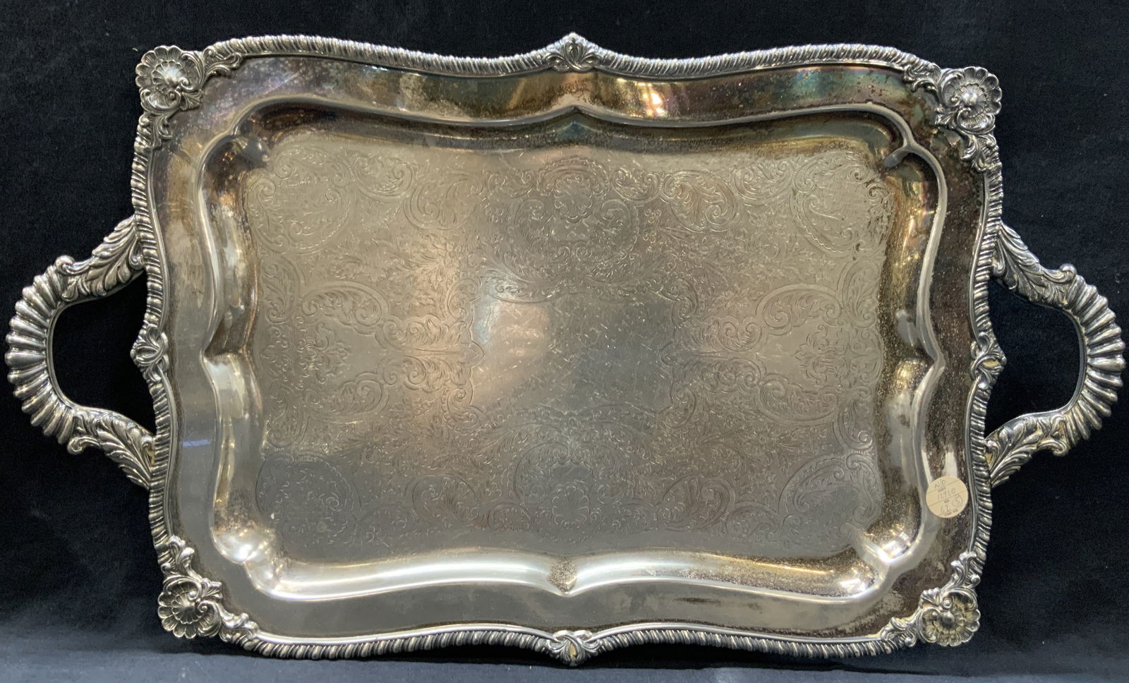 Vtg Footed Etched Silver Plate Tray (1 of 8)