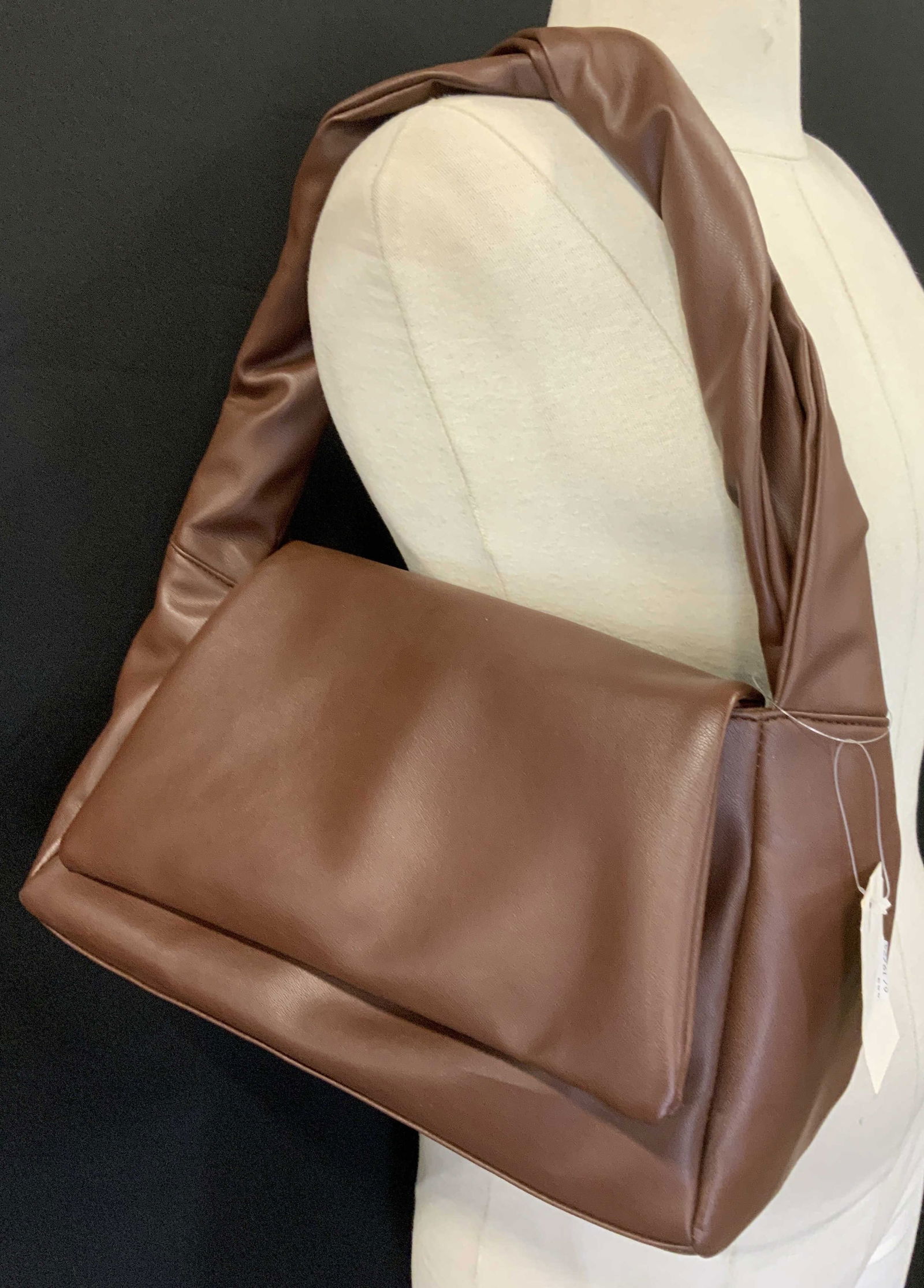 Chocolate Tn Faux Leather Shoulder Bag (1 of 8)