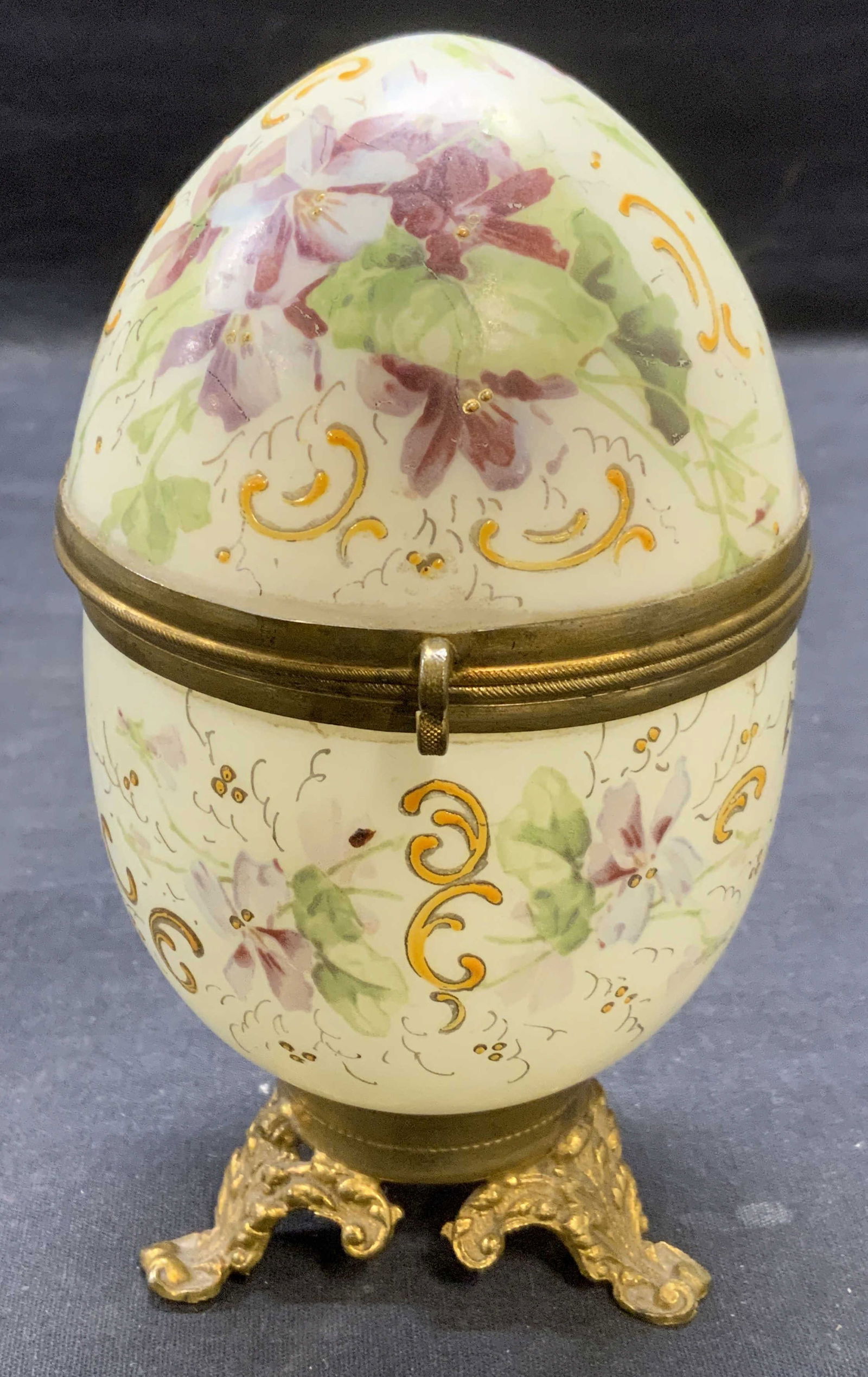 Vintage Hand Painted Glass Egg Trinket Box (1 of 7)