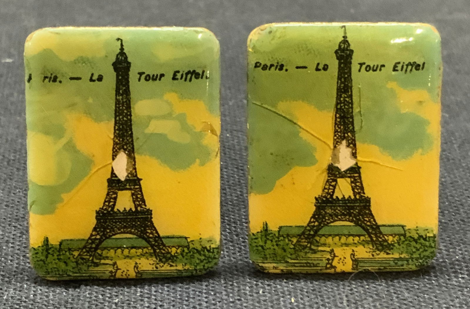 Vtg Gold Tone Enamel Eiffel Tower Cufflinks (1 of 6)