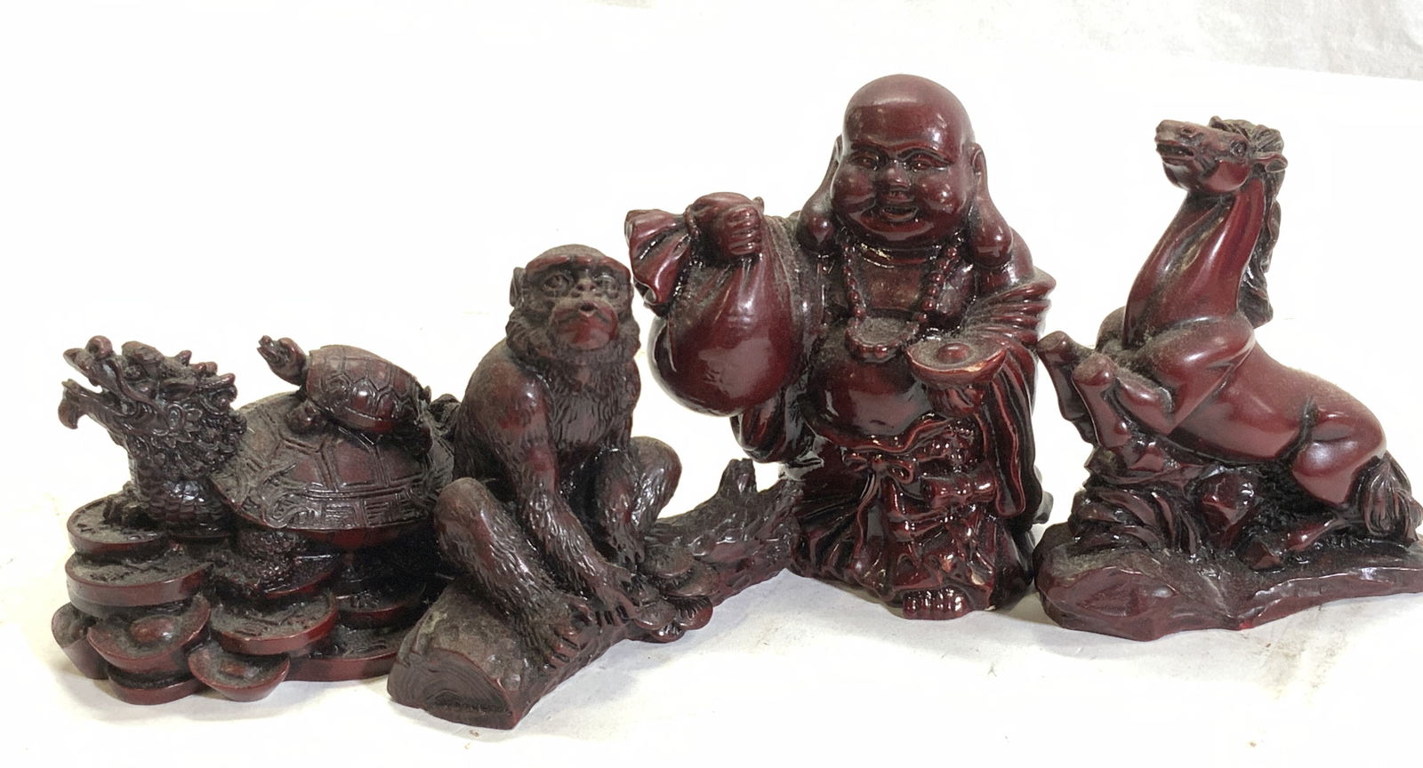4 Asian Figurals- Buddha, Dragon, Horse, Monkey (1 of 6)