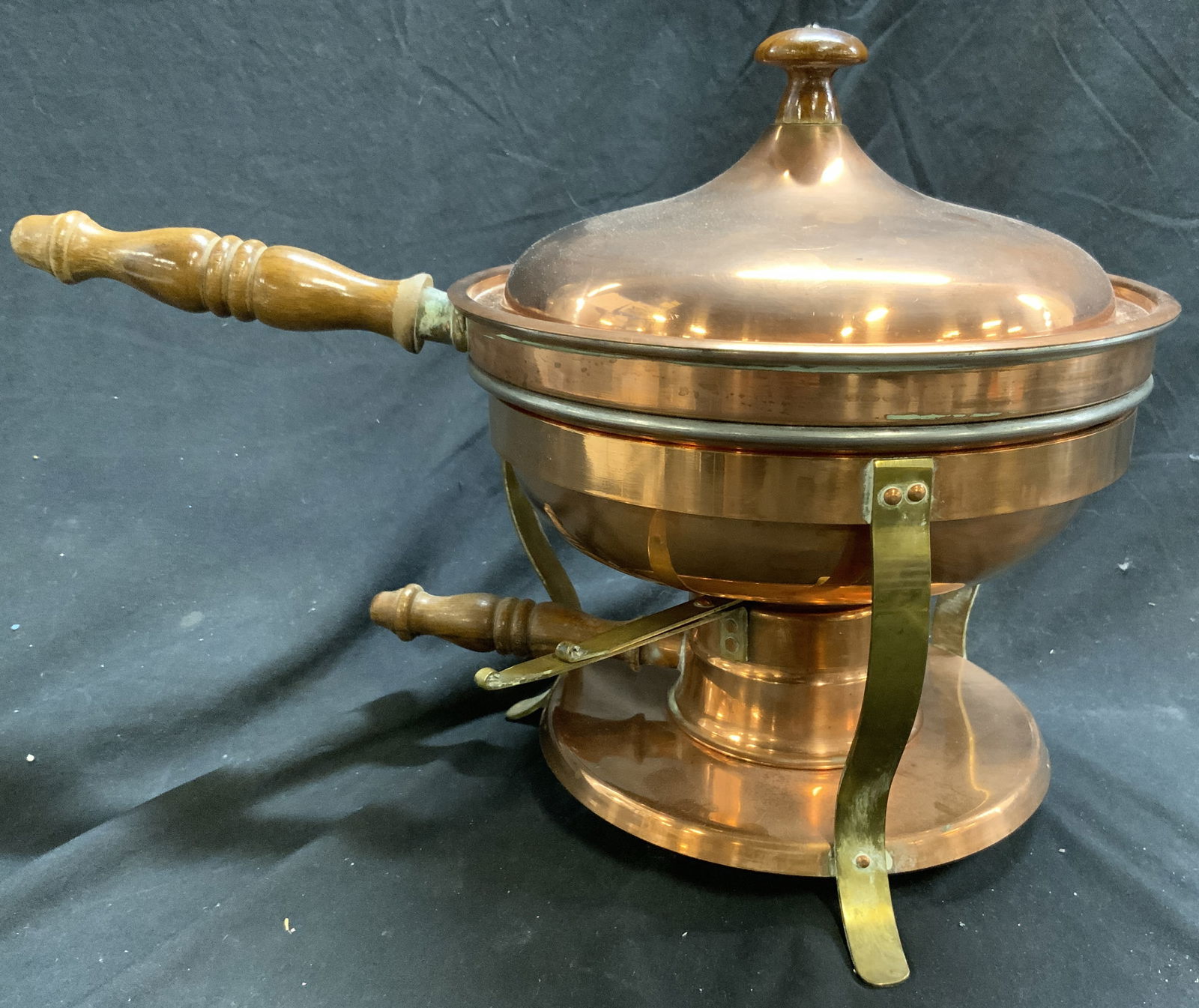 BAZAR FRANCAIS Vtg Copper Fondue Set W Lid (1 of 7)