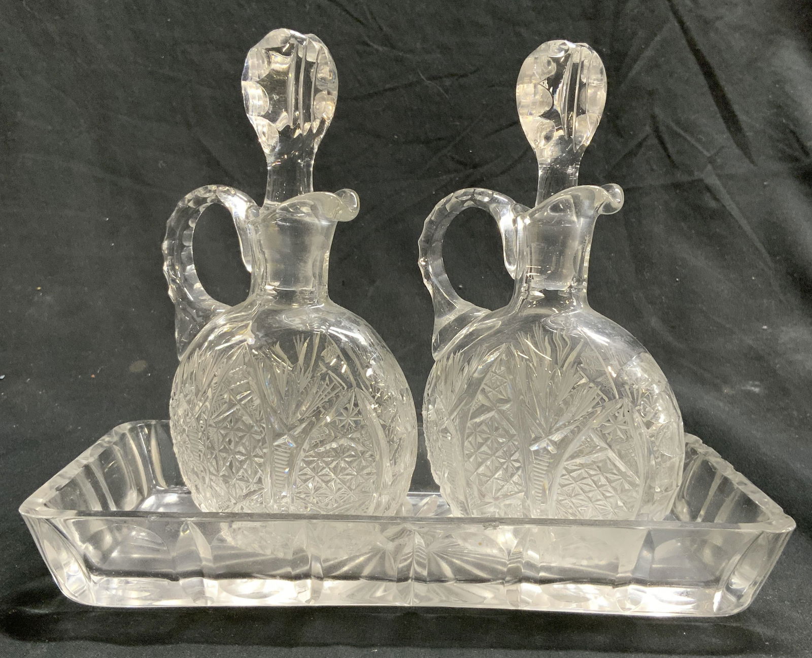 Set 3 Crystal Cruet Set W Stoppers (1 of 7)