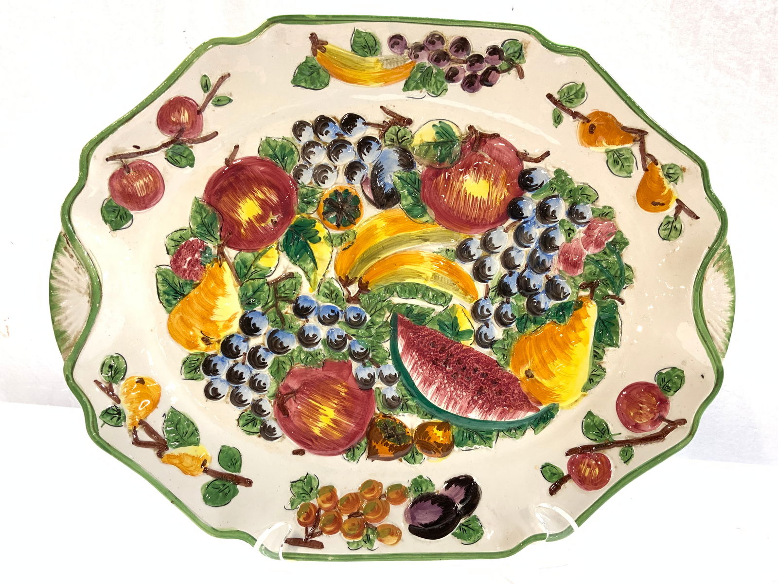 XL Centerpiece Ceramic Platter w Fruit Motif, ITA (1 of 6)