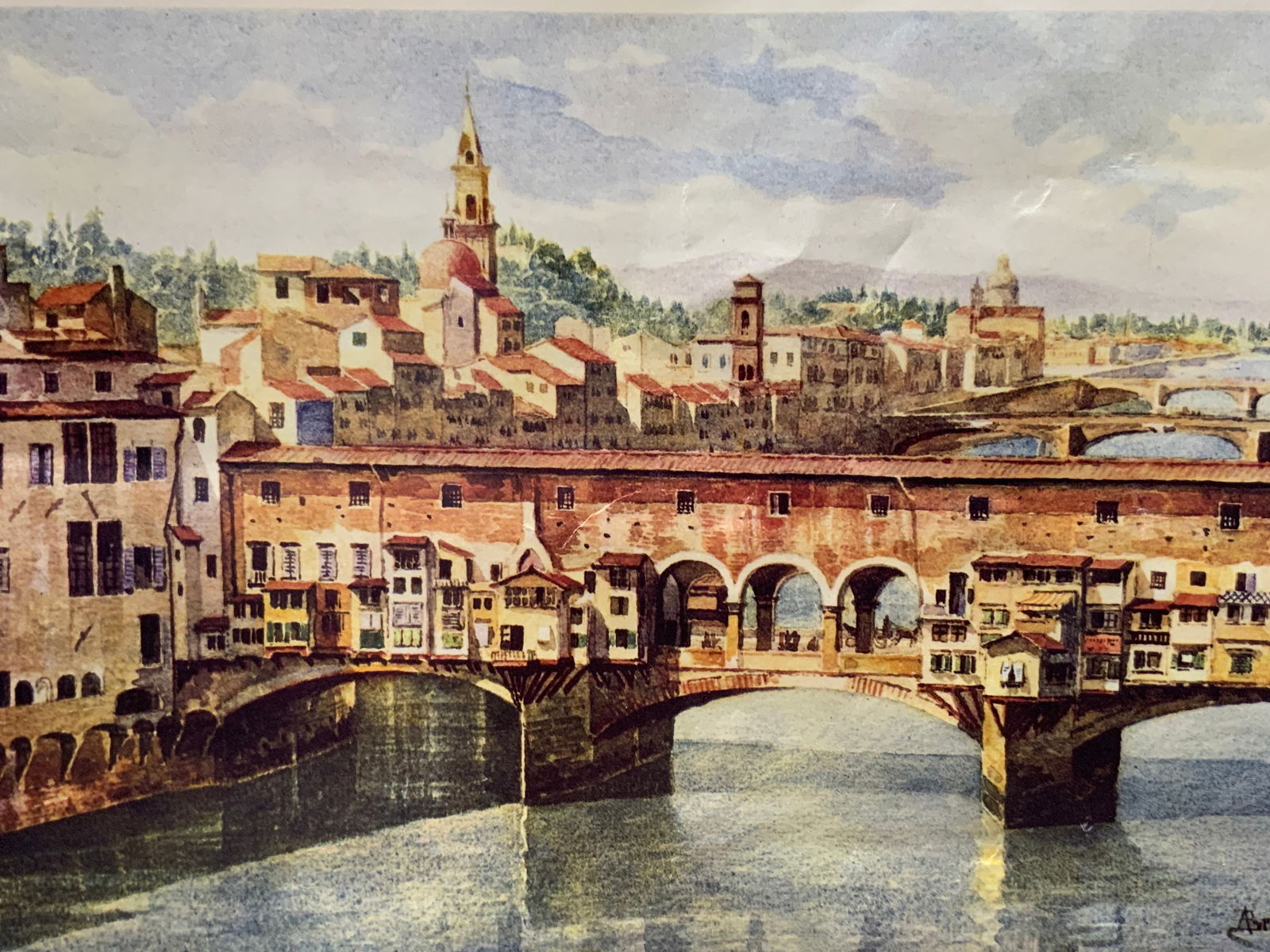 A.Brandies Ponte Vecchio Italian Litho, Italy (1 of 7)