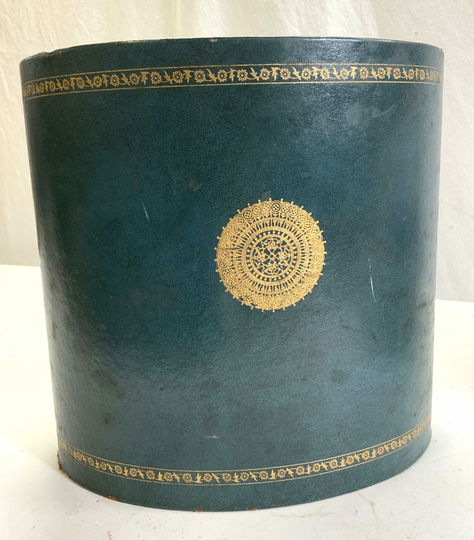 Leather & Gilt Vestibule/ Waste Bin (1 of 7)