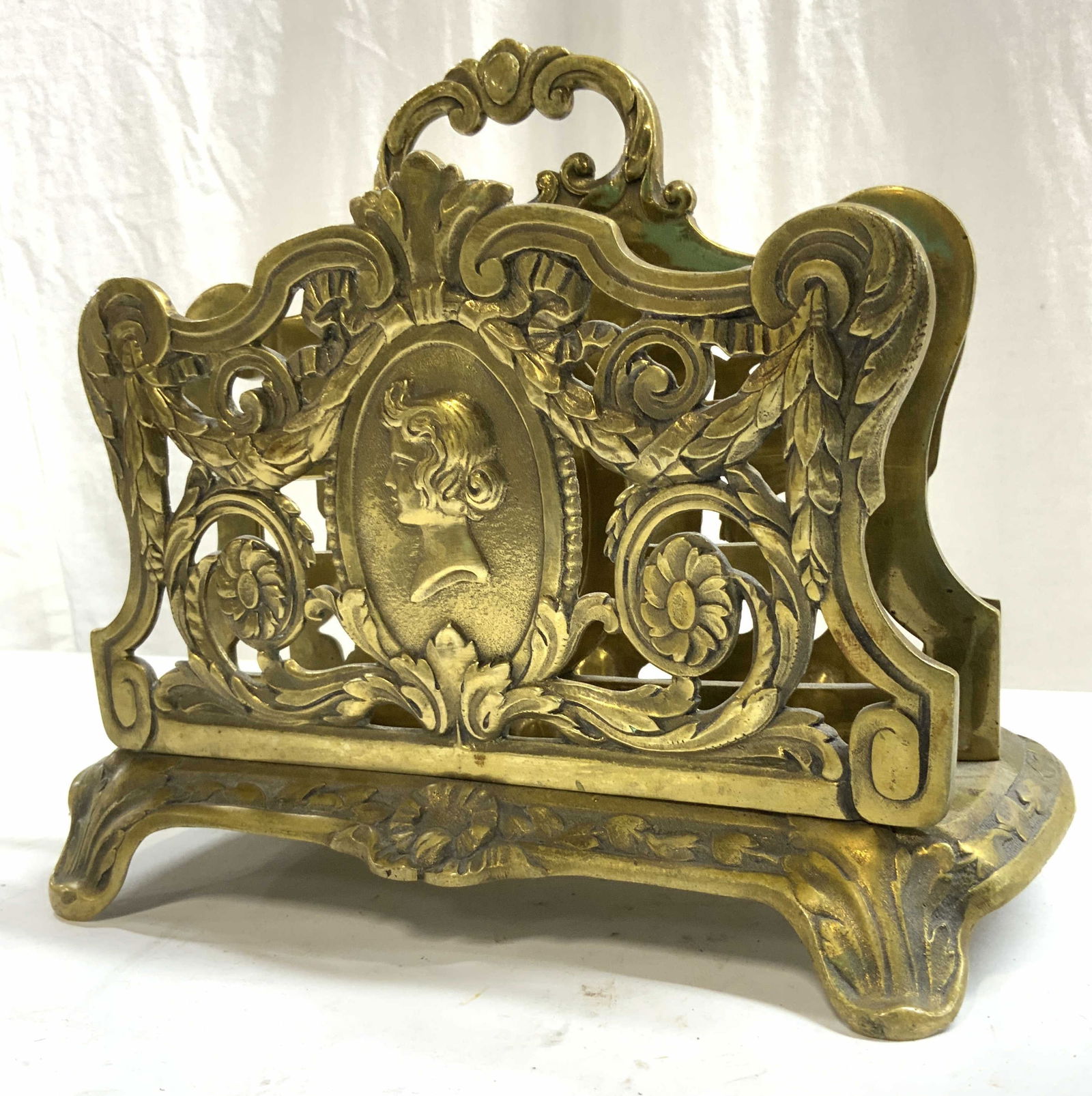 JH DEPOSE Vtg Victorian Brass Footed Letter Holder (1 of 9)