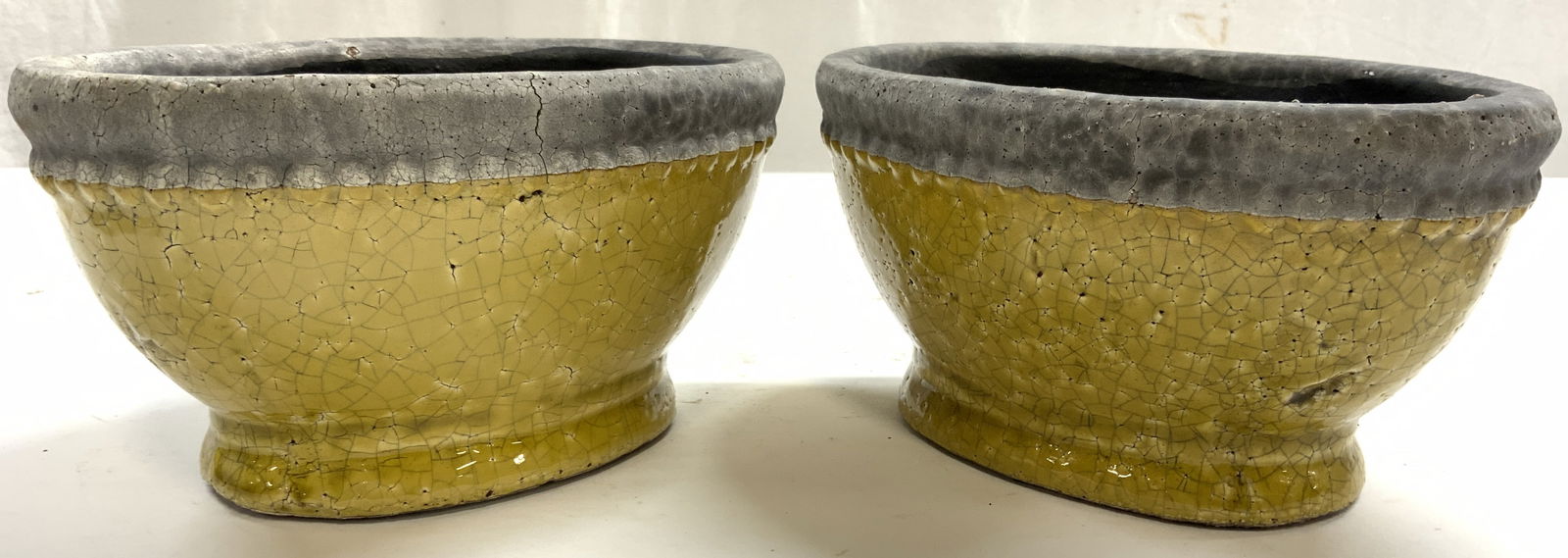 Pr Vintage Ceramic Planters Vessels Yellow (1 of 6)
