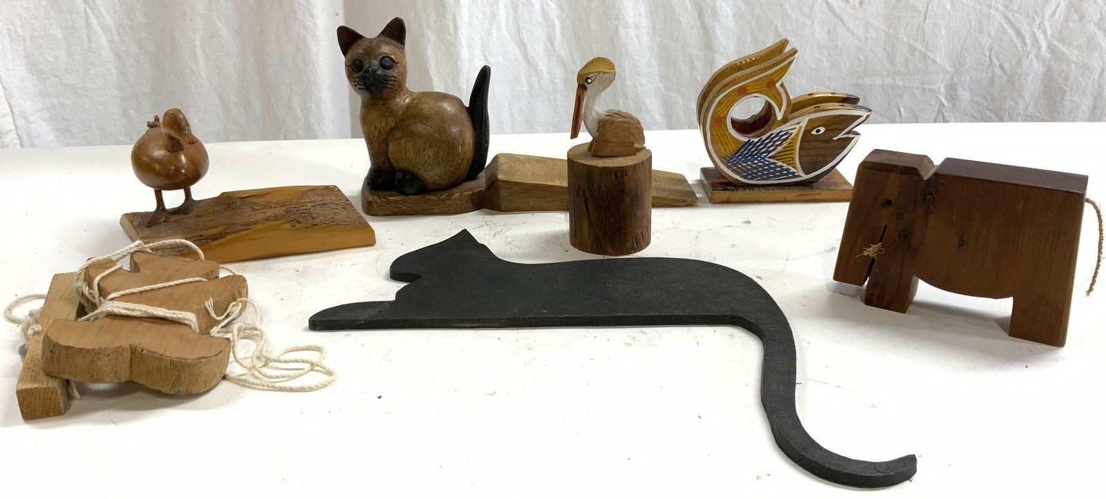 Lot 7 Carved Wooden Animal Figurals (1 of 7)