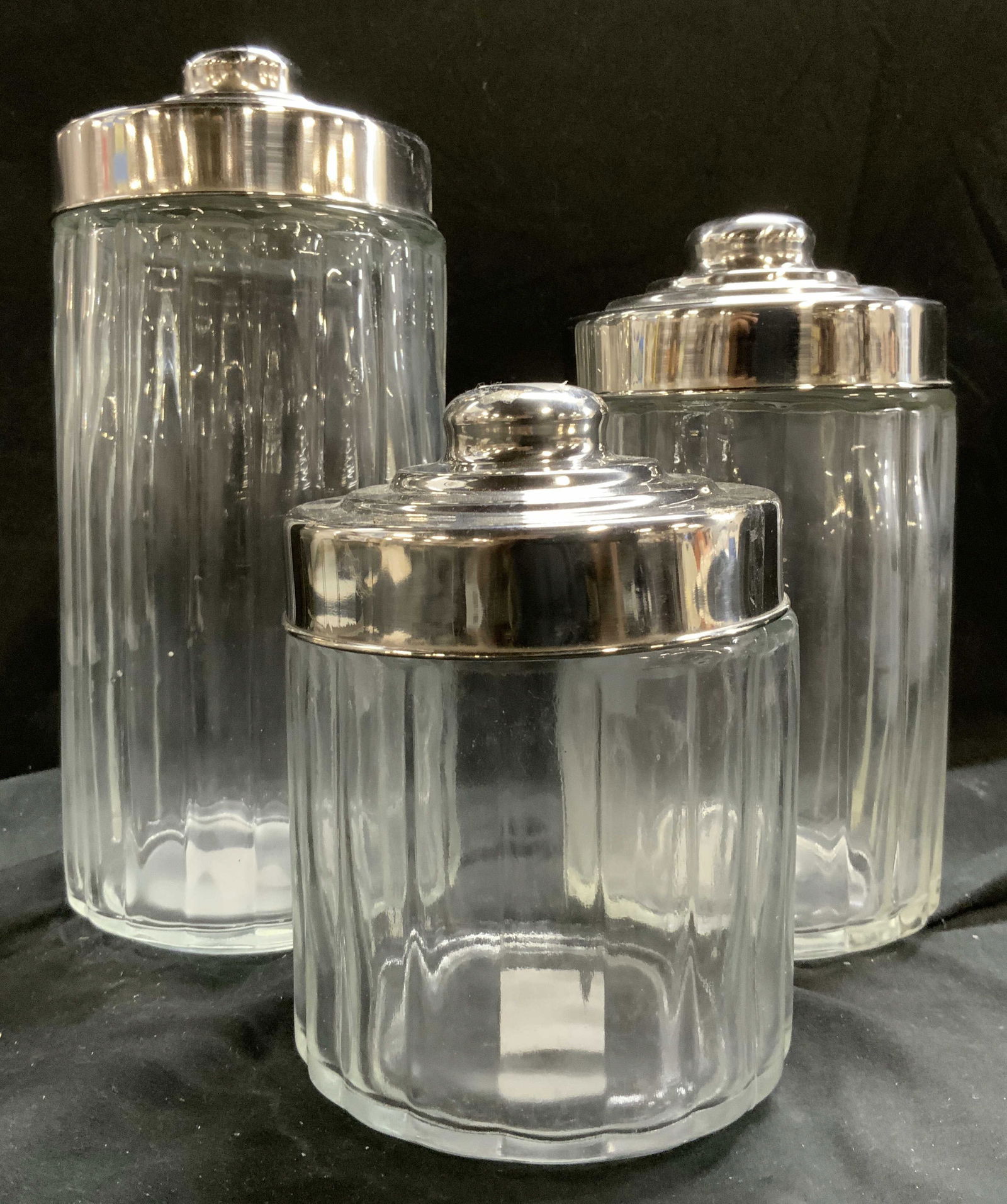 PIER 1 Set 3 Glass Vessels W Metal Lids (1 of 7)