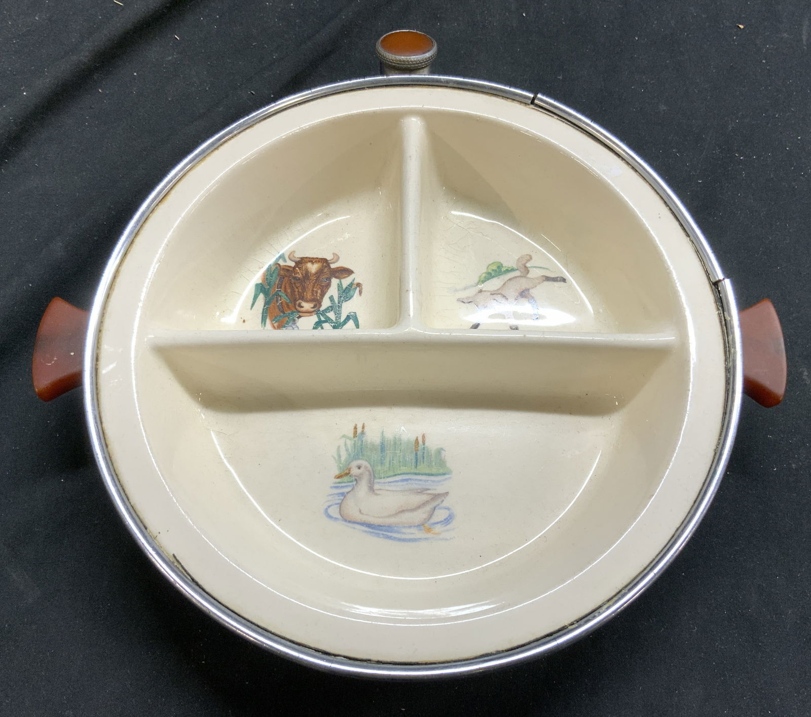 Excello Chromium Vntg Porc Divided Baby Dish USA (1 of 9)