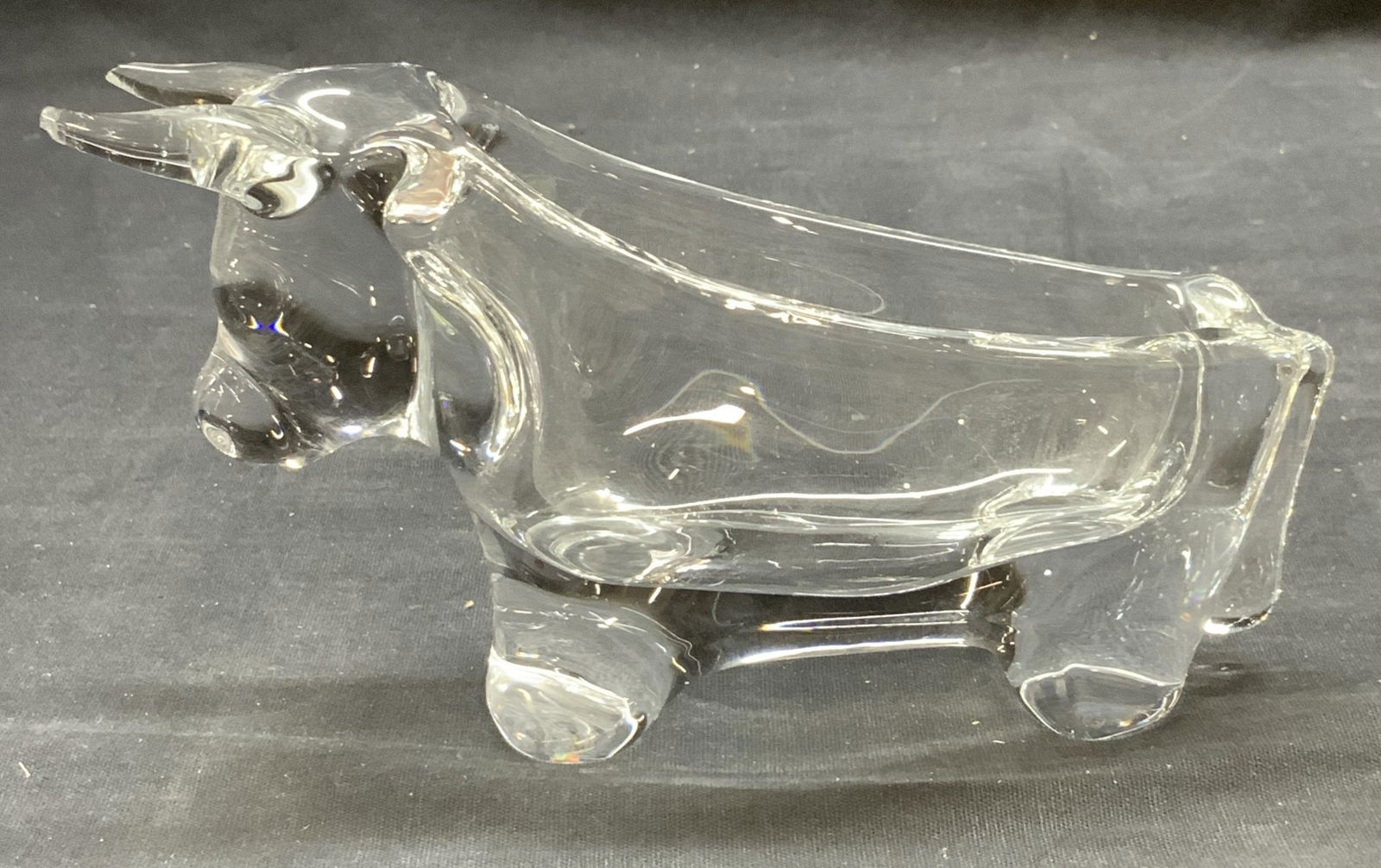 Vintage Crystal Bull Figural Bowl Vessel (1 of 6)