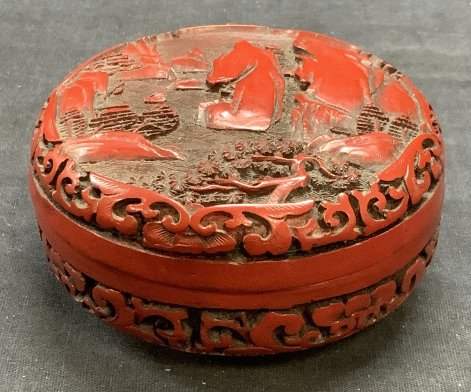 Red Cinnabar Style Trinket Box (1 of 6)