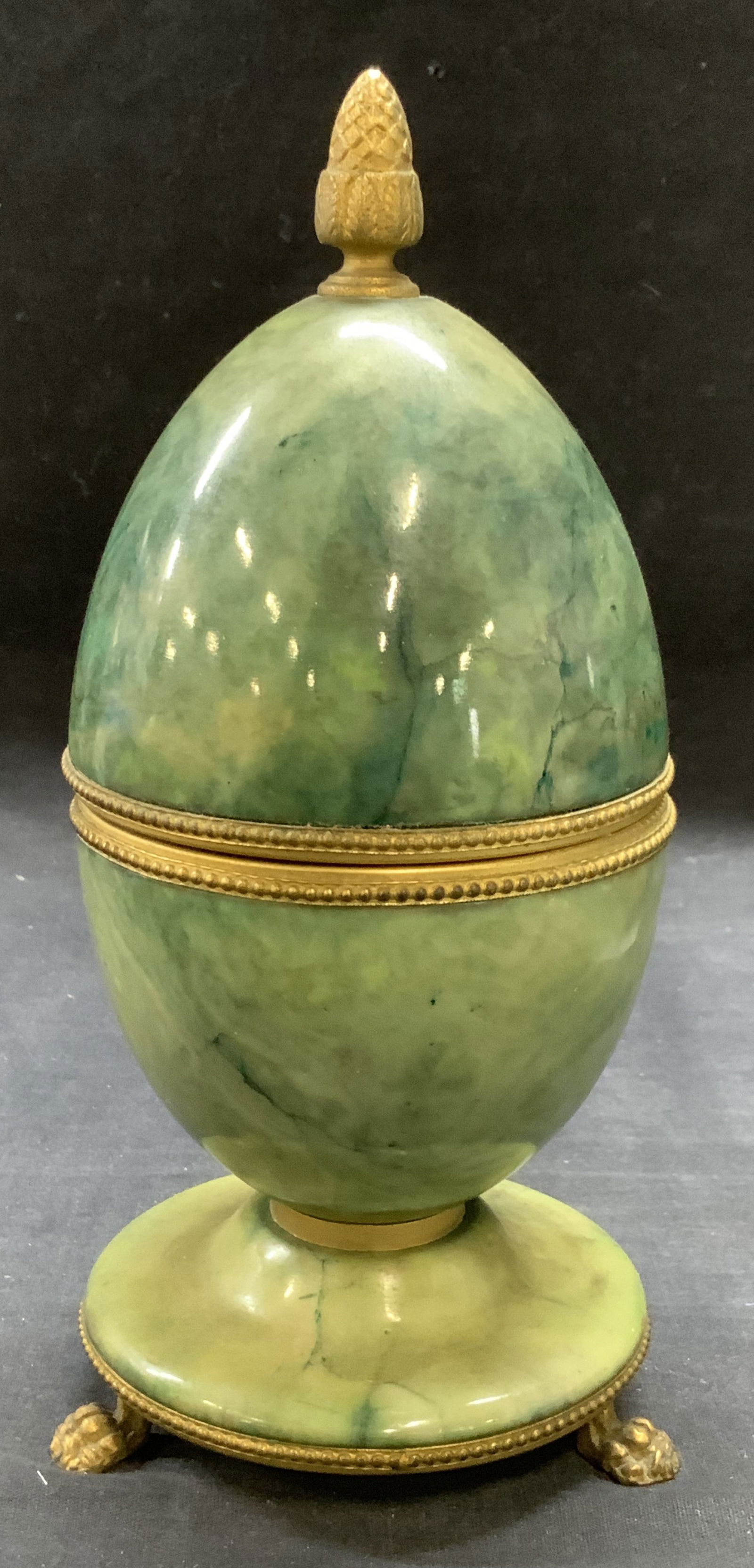 Gilt Green Stone Style Egg Box (1 of 6)