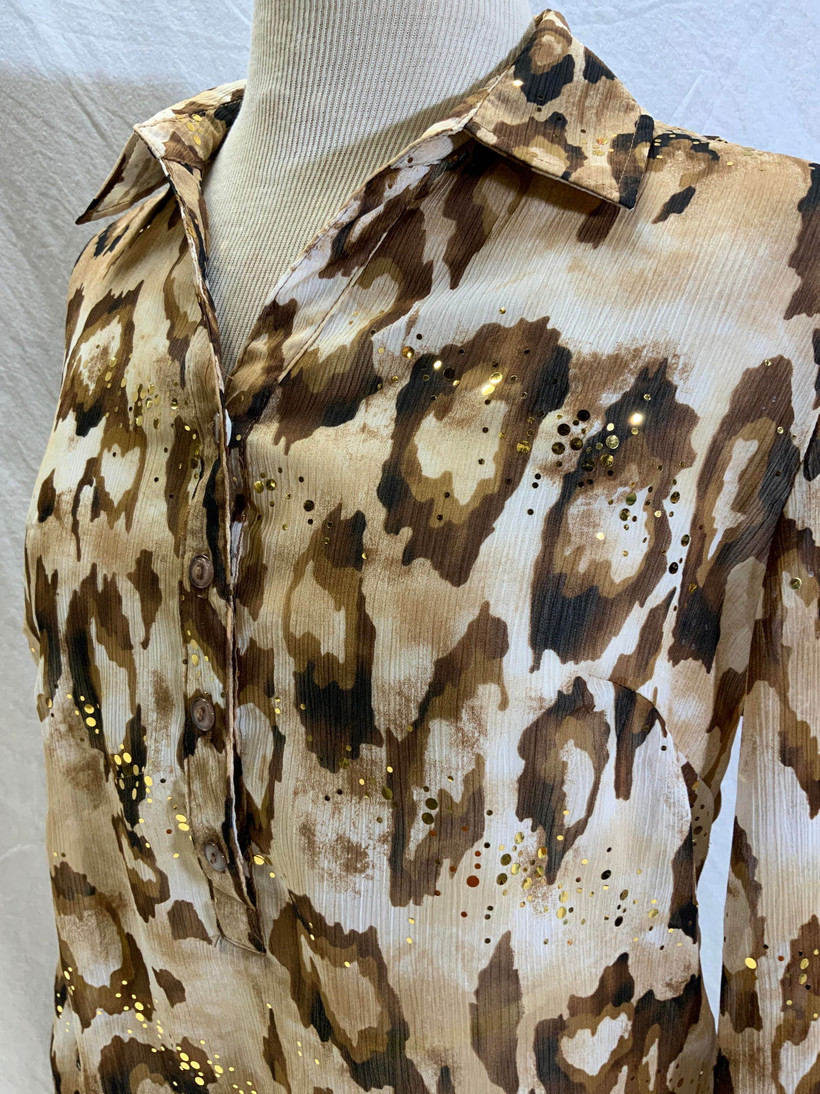 Erin London Animal Print Long Sleeve Blouse (1 of 7)