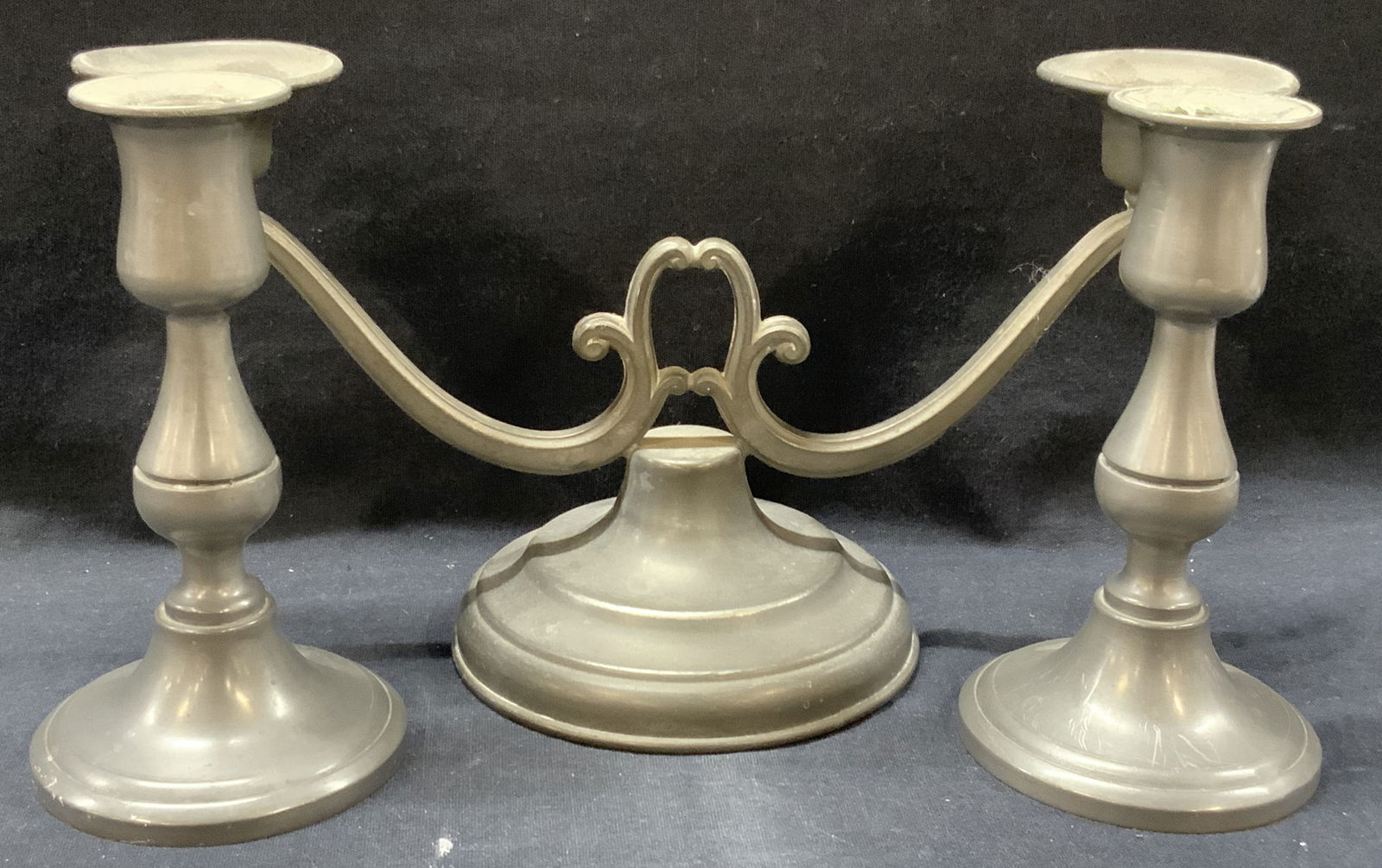 Lot 3 Vtg Pewter Candle Sticks (1 of 9)