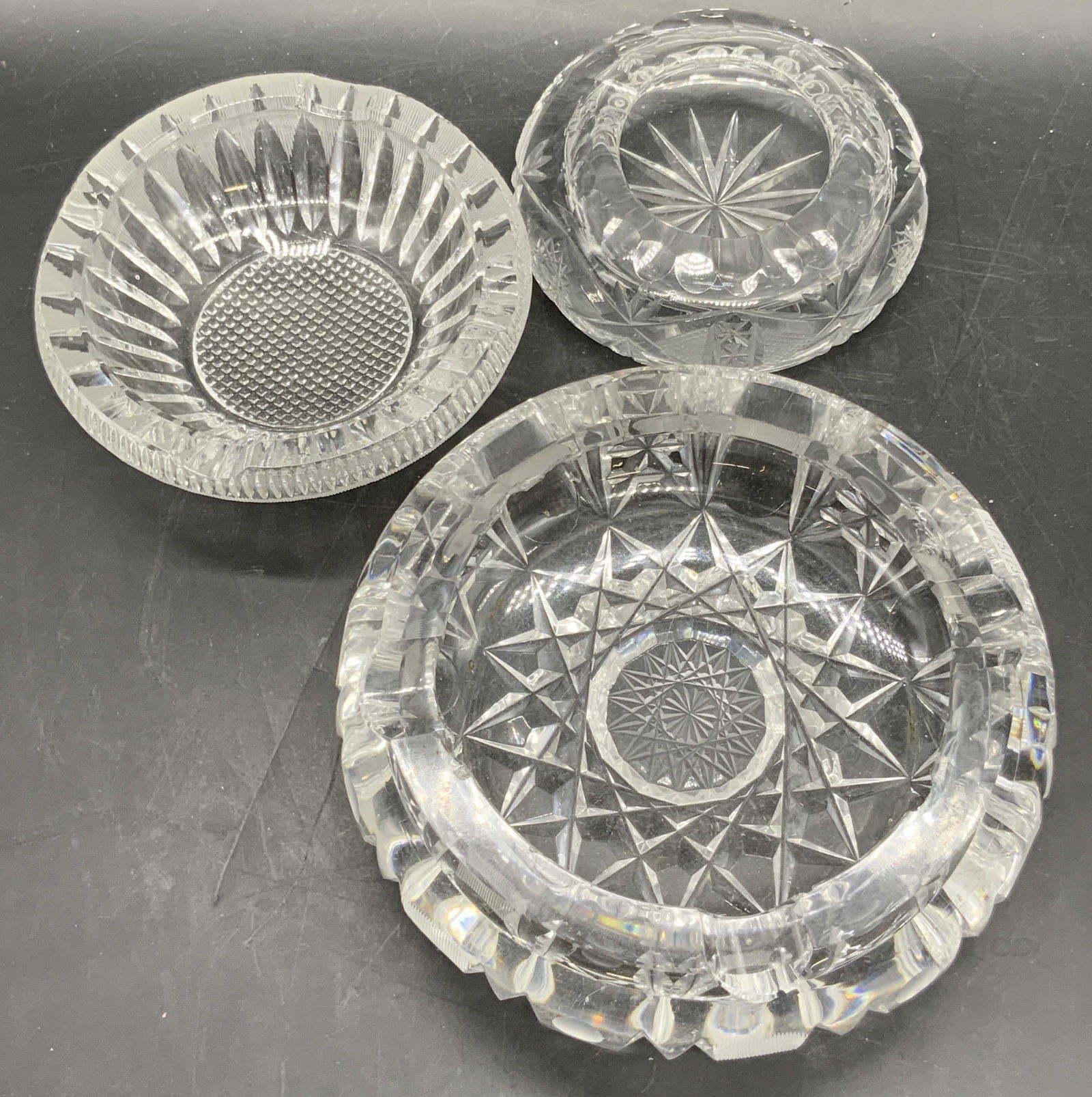 Lot 3 Cut Crystal Trinket Dishes (1 of 9)