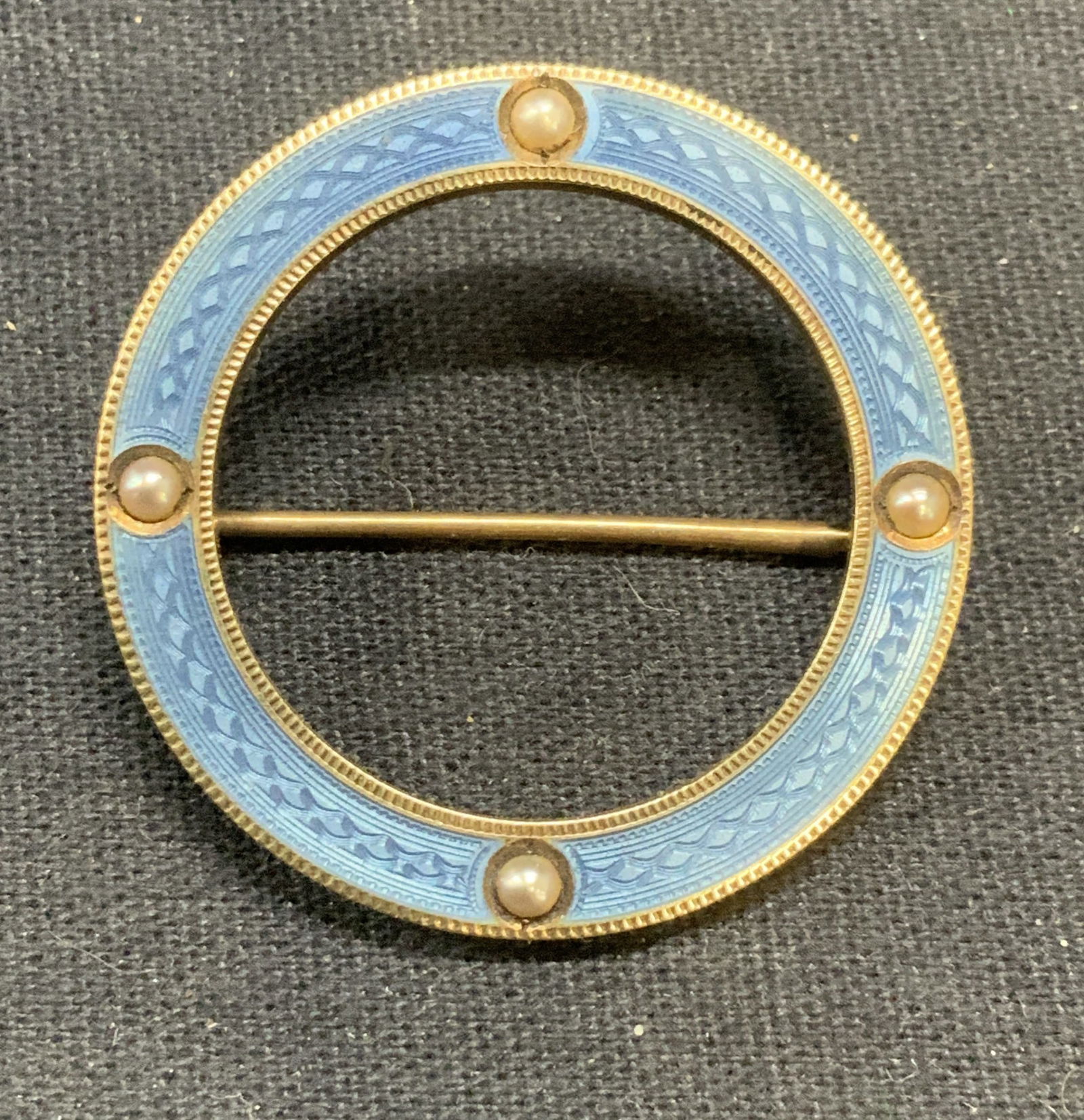 Vintage Signed 14k Gold Guilloche Brooch (1 of 7)