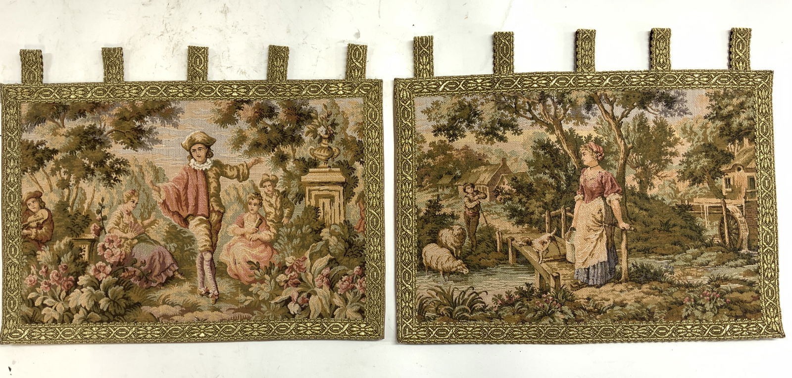 Lot 2 Vntg French Needlepoint Wall Tapestries (1 of 9)