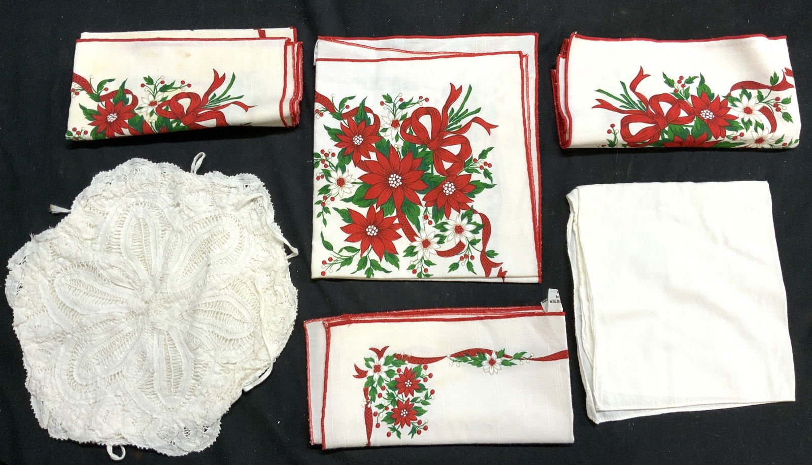 Lot 6 Vntg Assorted Linens Cloth Napkins (1 of 9)